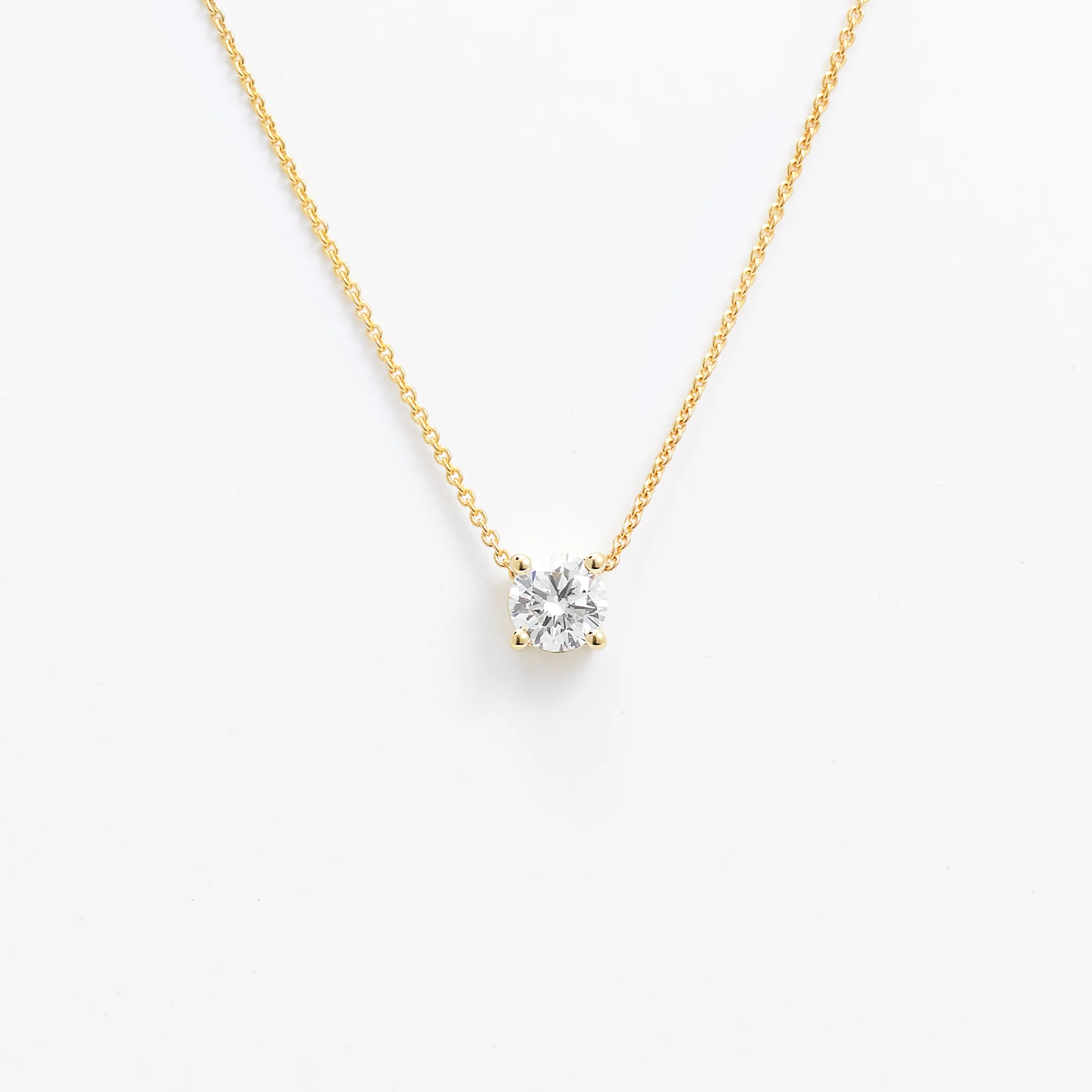 9K Yellow Gold Round Brilliant Lab Diamond Solitaire Slider Pendant 0.50ct - Image 3
