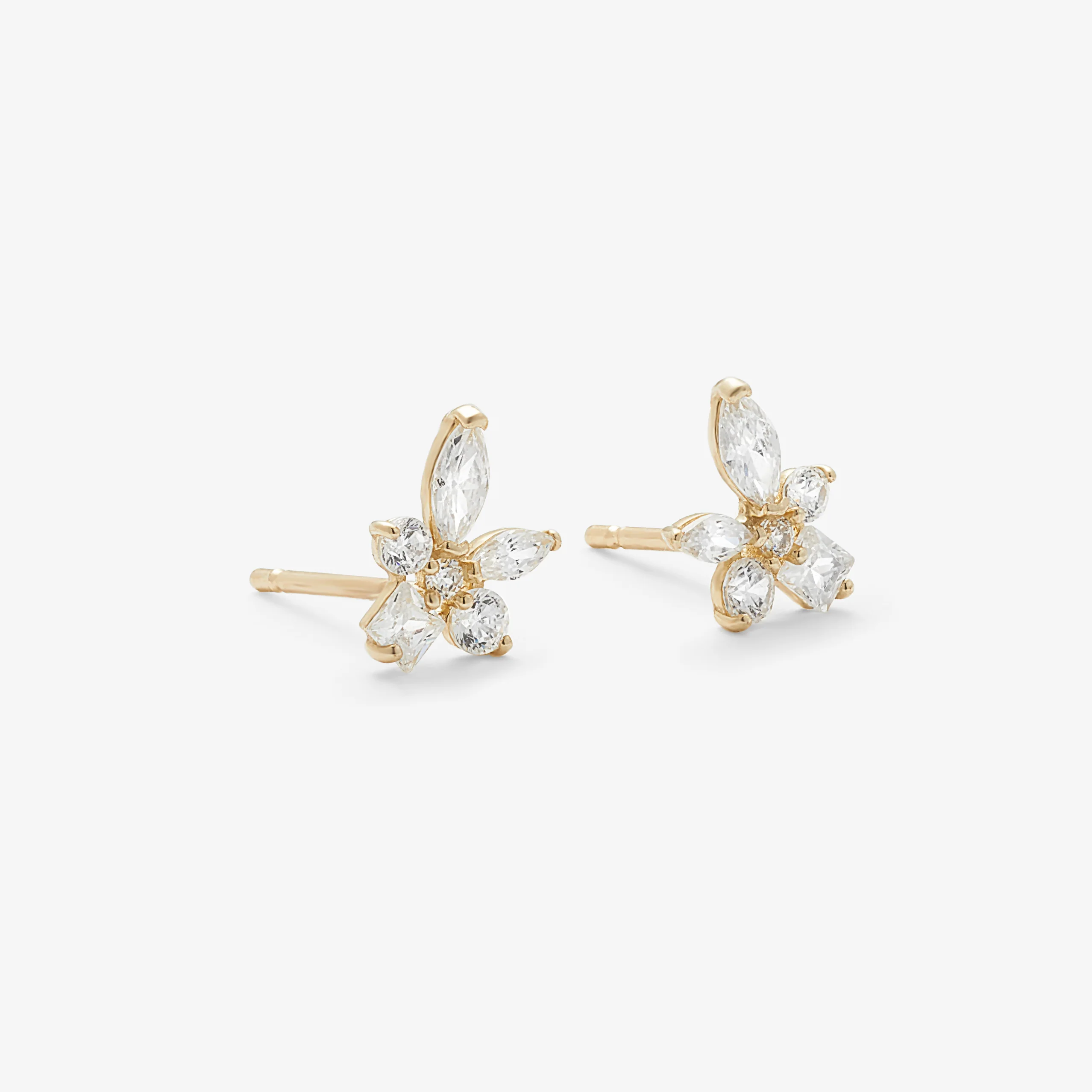 9Y marquise, round and princess cubic zirconia claw set cluster stud earrings - Image 3