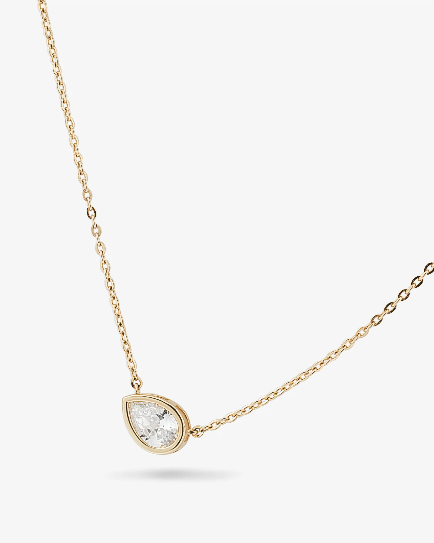9Y pear cubic zirconia bezel set east-west solitaire necklace sz 45cm - Image 3