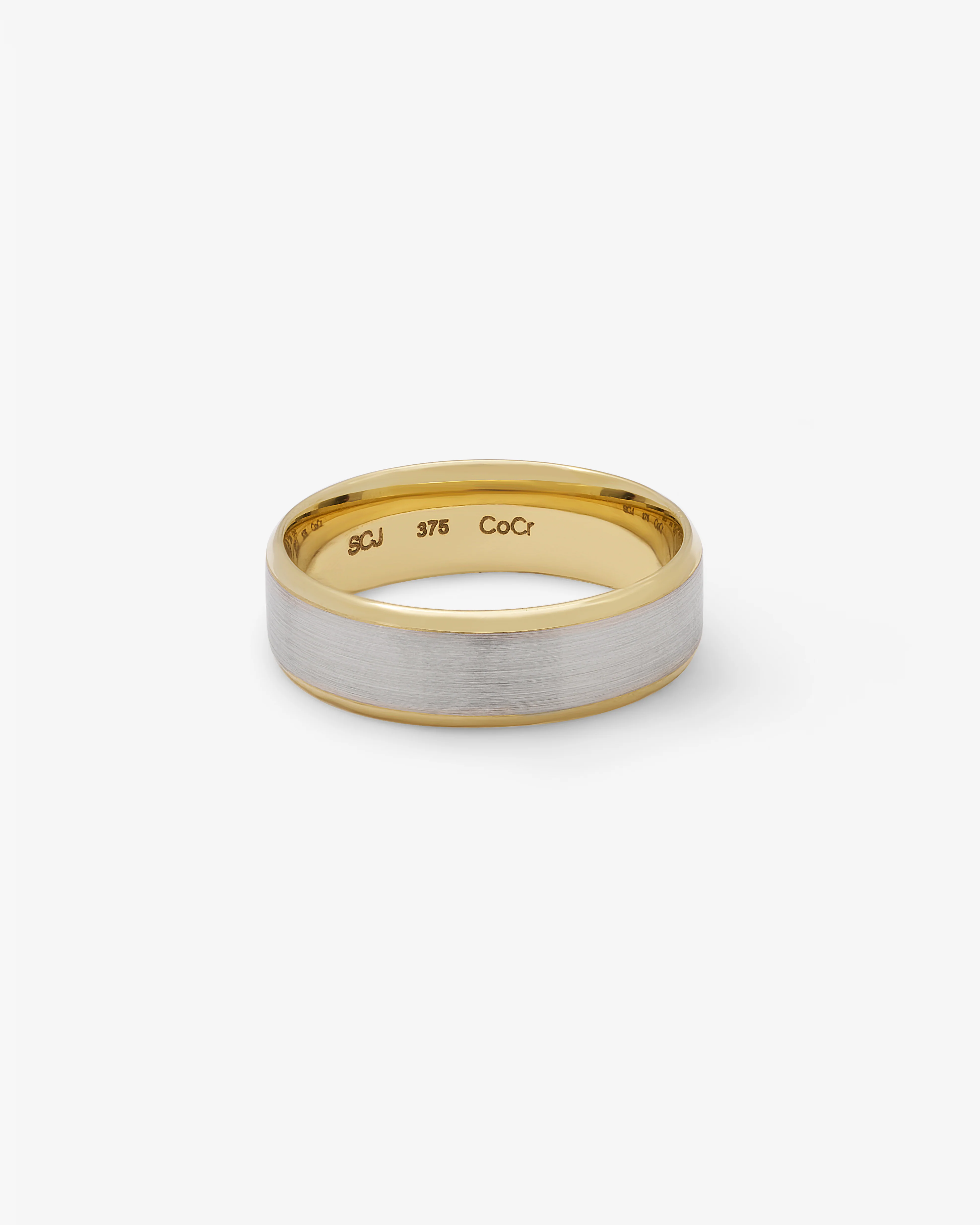 9K Yellow Gold And Cobalt Chrome Polished Edges With Brushed Centre Band 6.5mm - Image 3