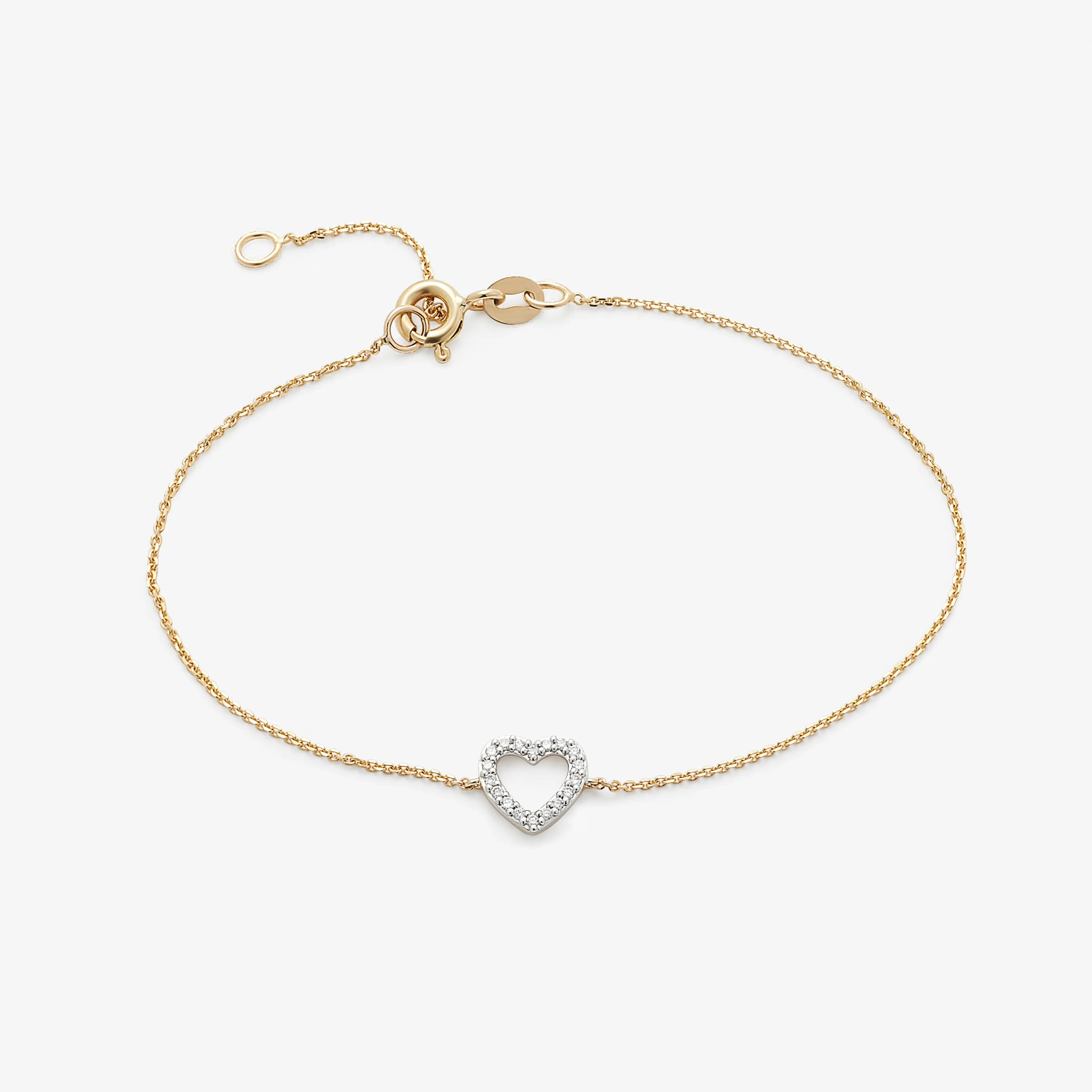 9Yw 0.07tdw round lab diamond claw set heart fine bracelet - Image 3