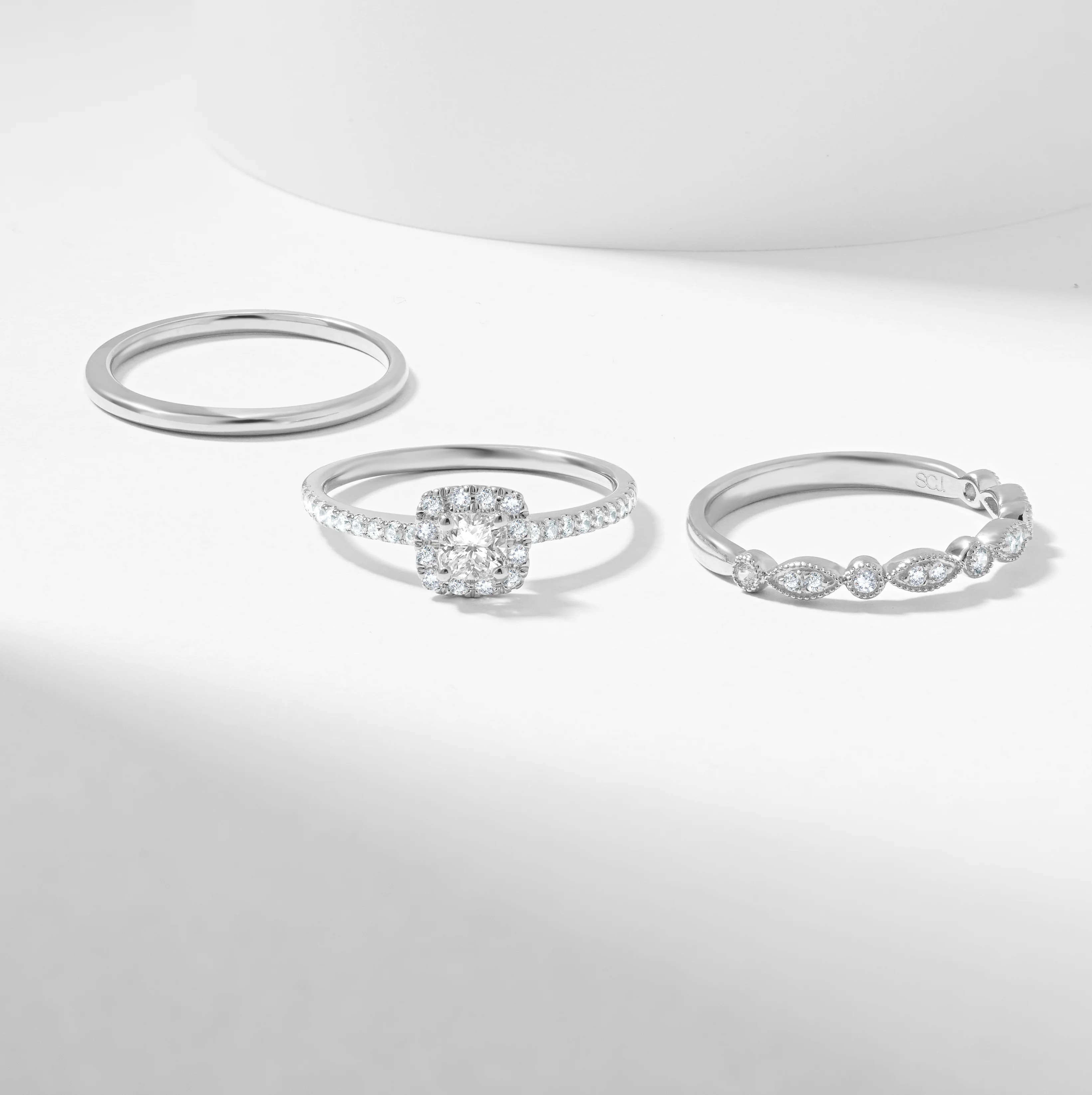 Cushion Cut Diamond Halo Bridal Set 1.0tdw - Image 6