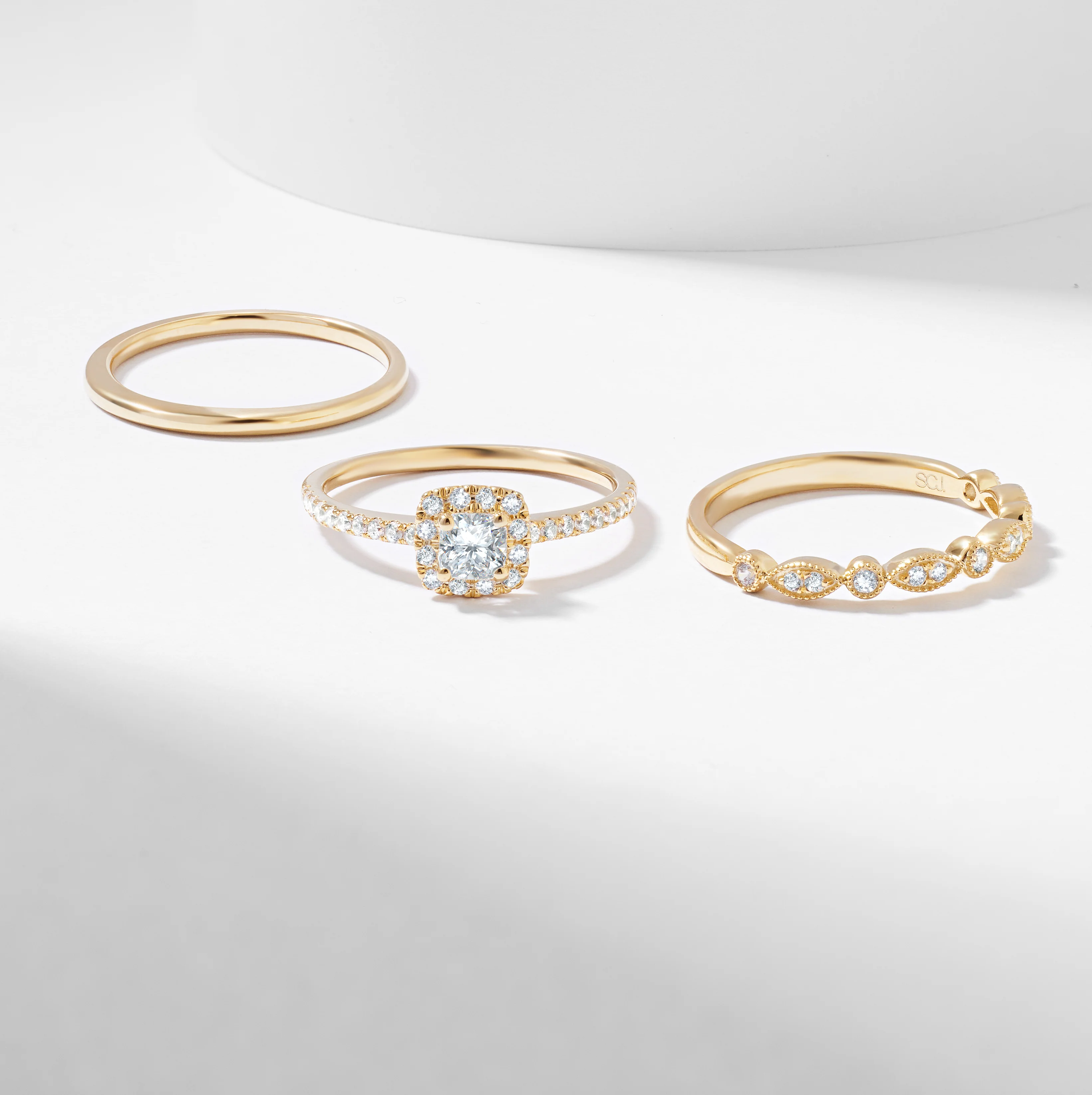 Cushion Cut Diamond Halo Bridal Set 1.0tdw - Image 9
