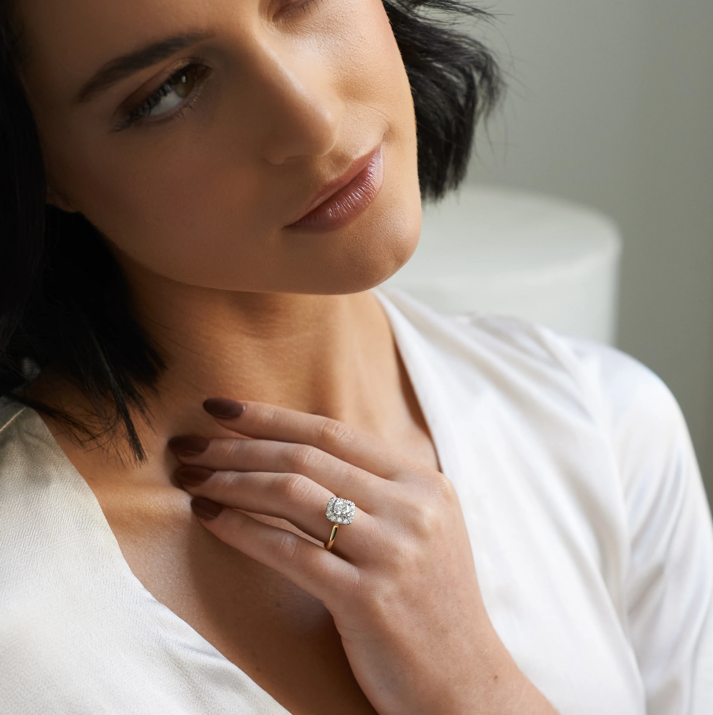 Cushion Lab Grown Diamond Halo Engagement Ring 1.1tdw - Image 2