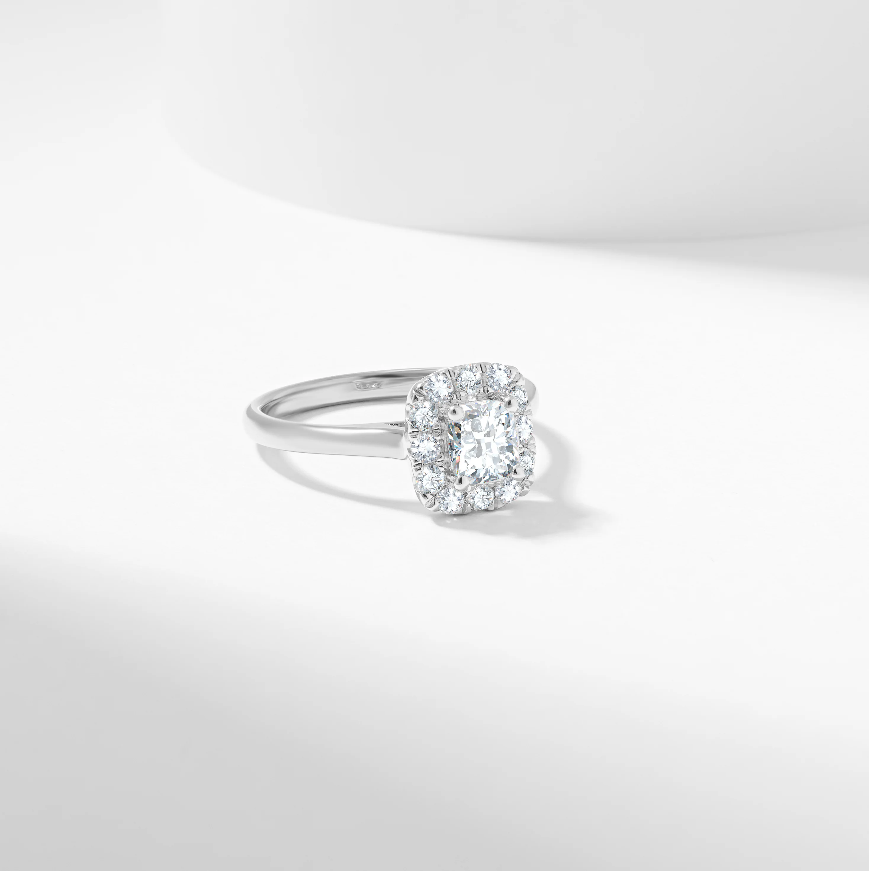 Cushion Lab Grown Diamond Halo Engagement Ring 1.1tdw - Image 3