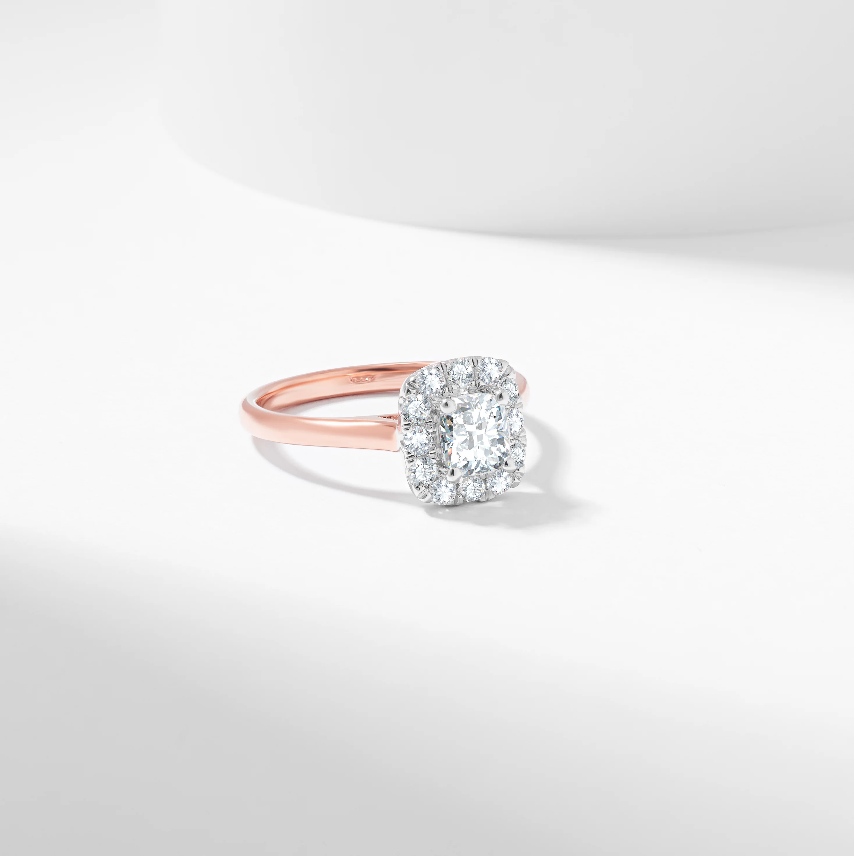 Cushion Lab Grown Diamond Halo Engagement Ring 1.1tdw - Image 4
