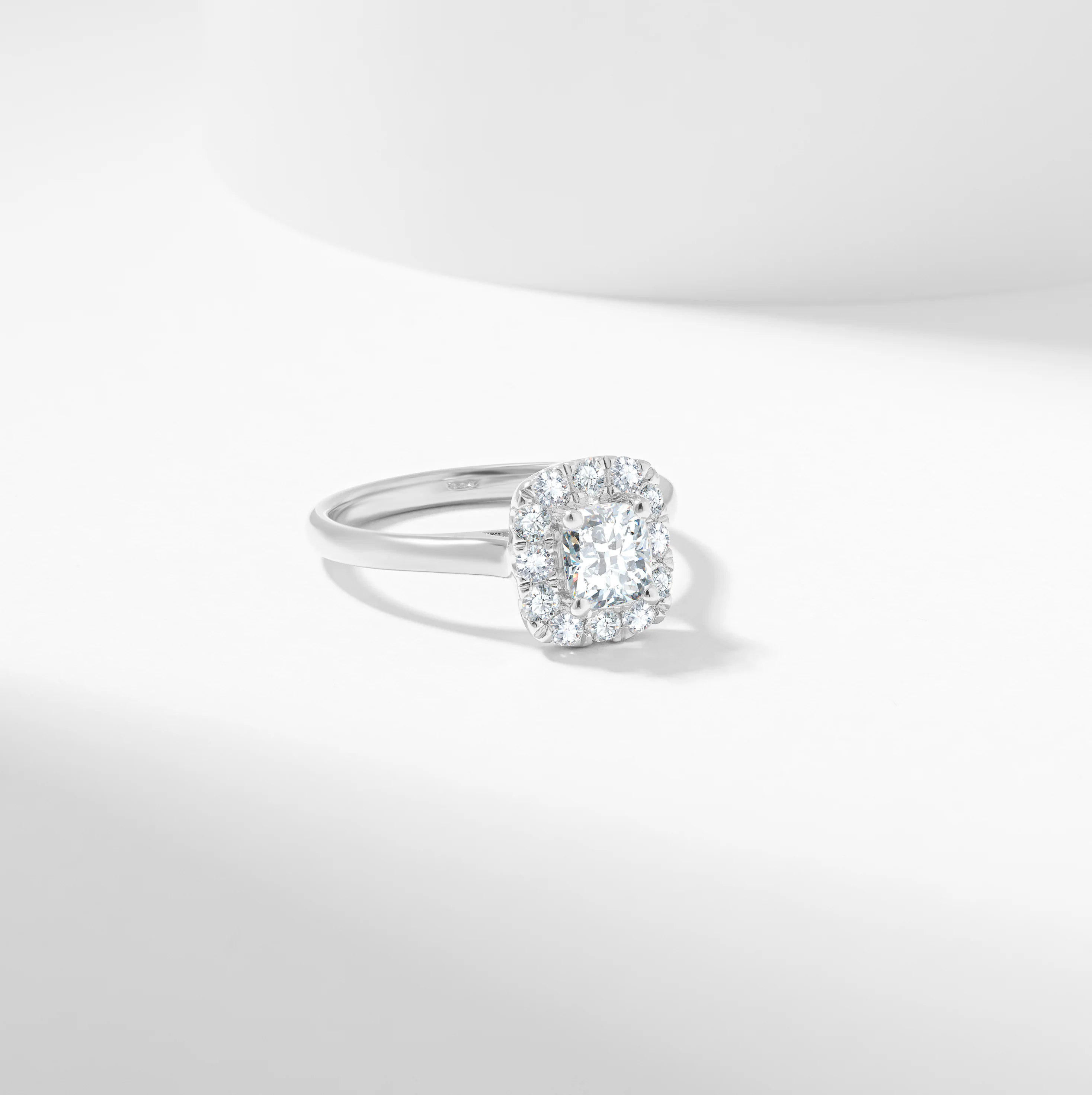Cushion Lab Grown Diamond Halo Engagement Ring 1.1tdw - Image 5
