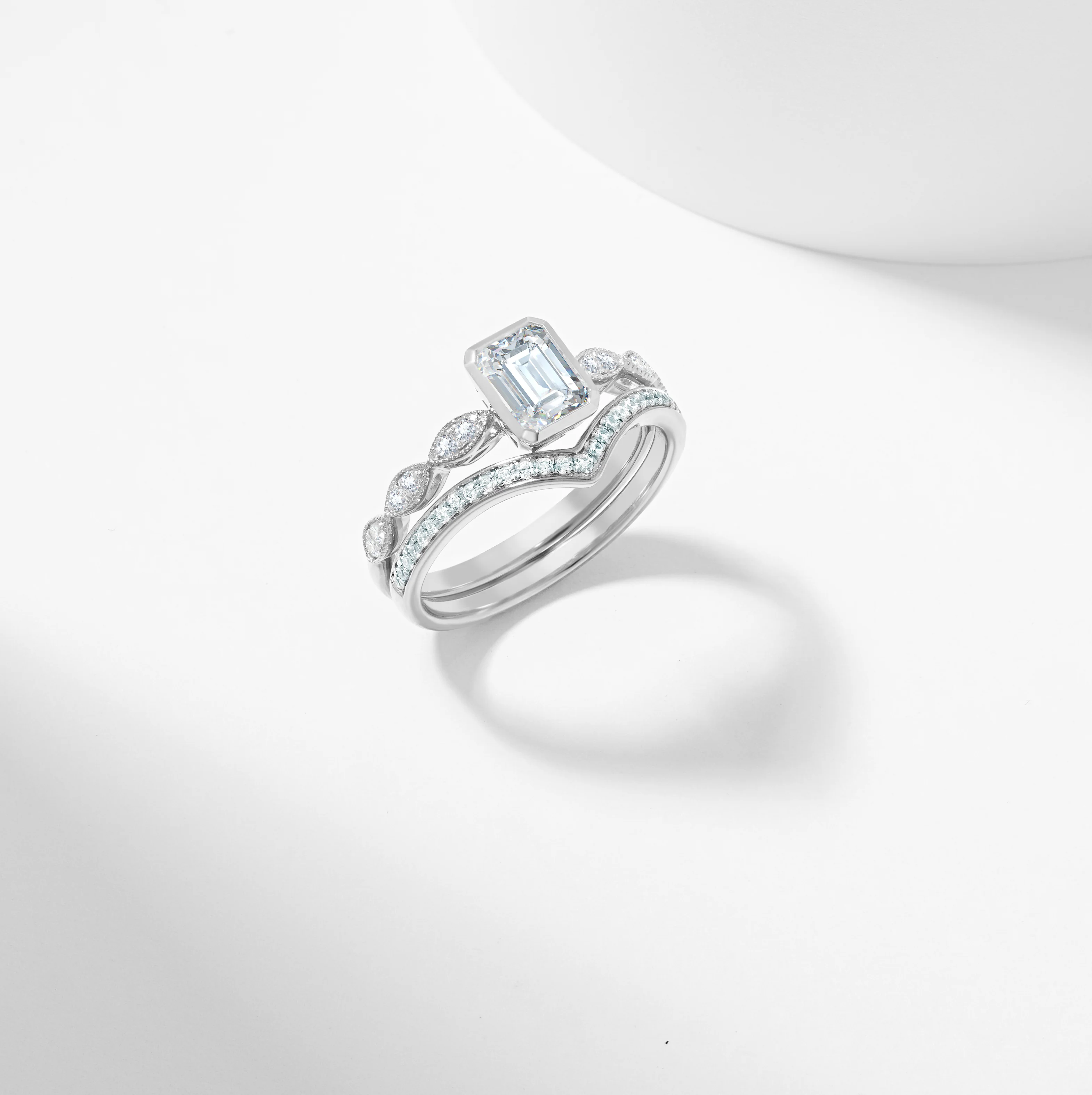 Emerald Cut Diamond Solitaire Bridal Set 1.2tdw - Image 3