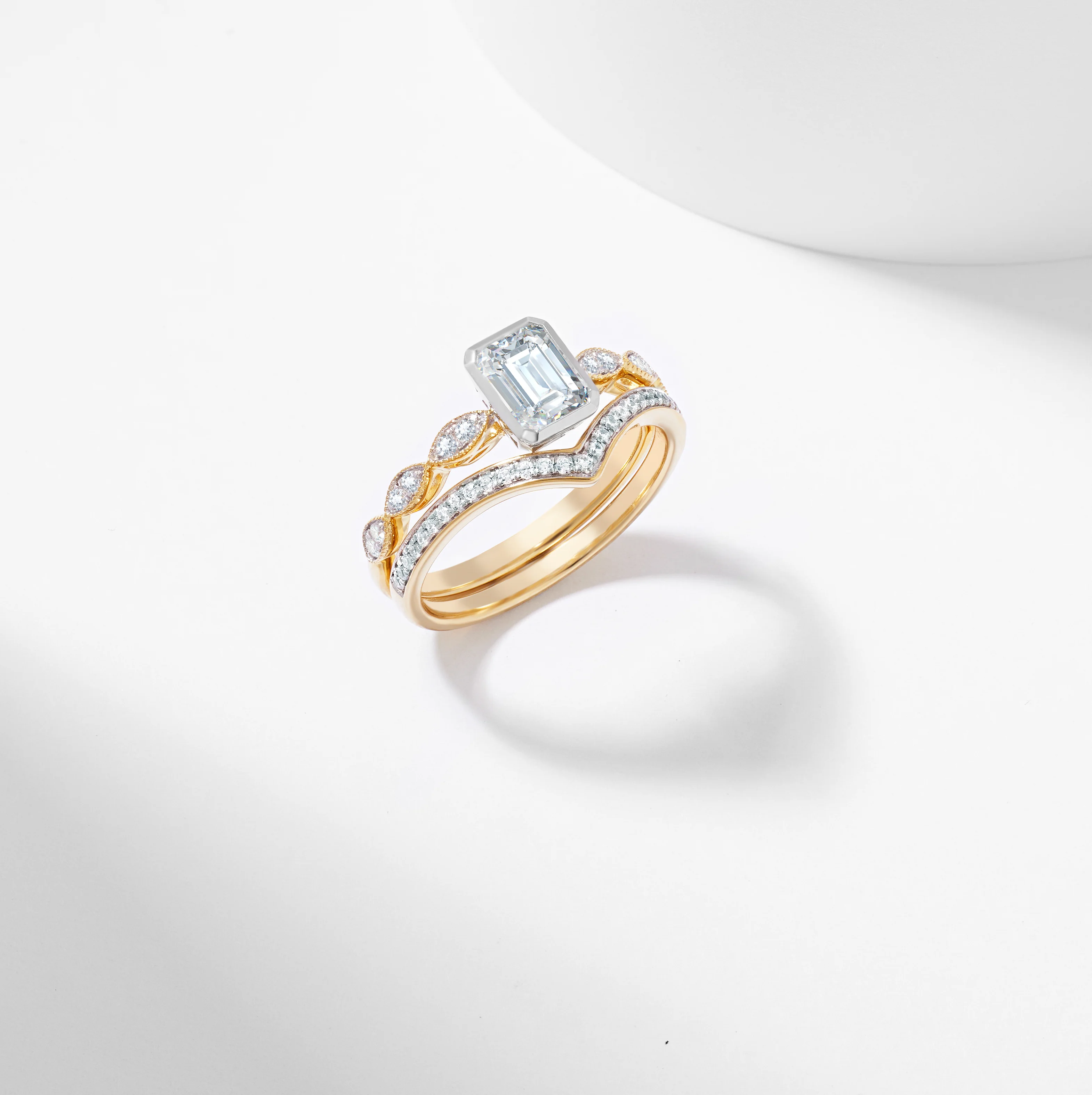 Emerald Cut Diamond Solitaire Bridal Set 1.2tdw - Image 4