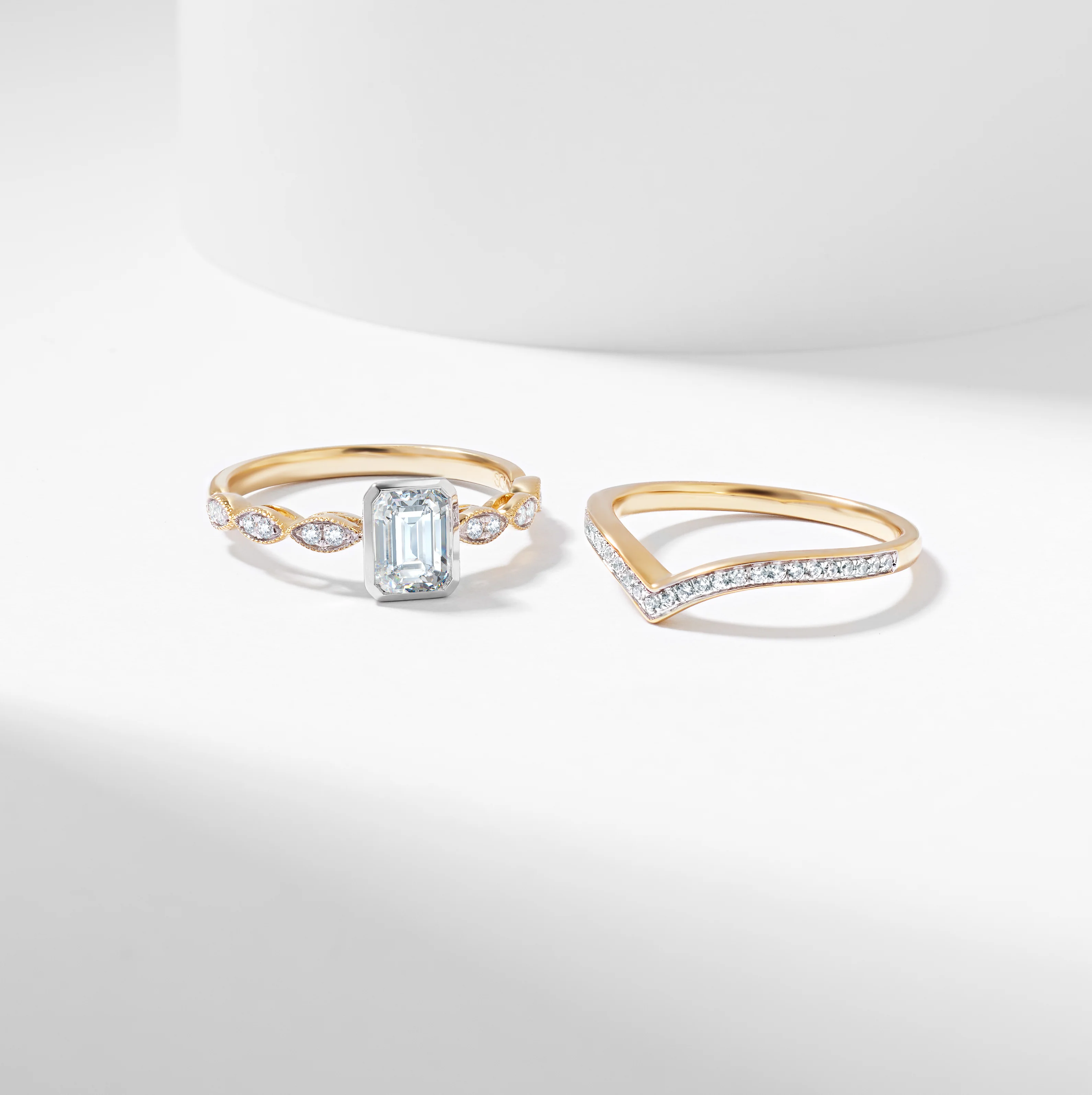 Emerald Cut Diamond Solitaire Bridal Set 1.2tdw - Image 9
