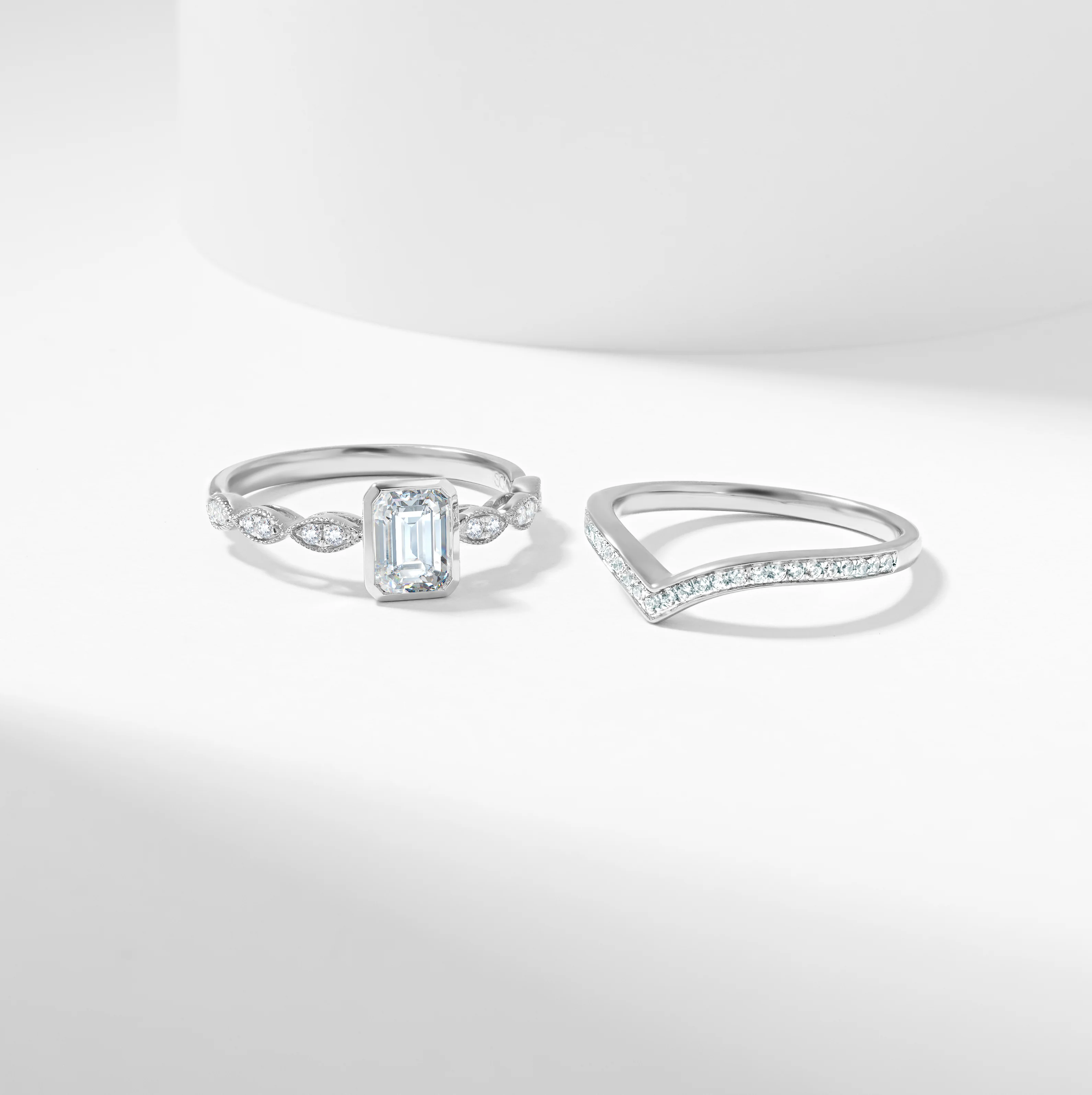 Emerald Cut Diamond Solitaire Bridal Set 1.2tdw - Image 6