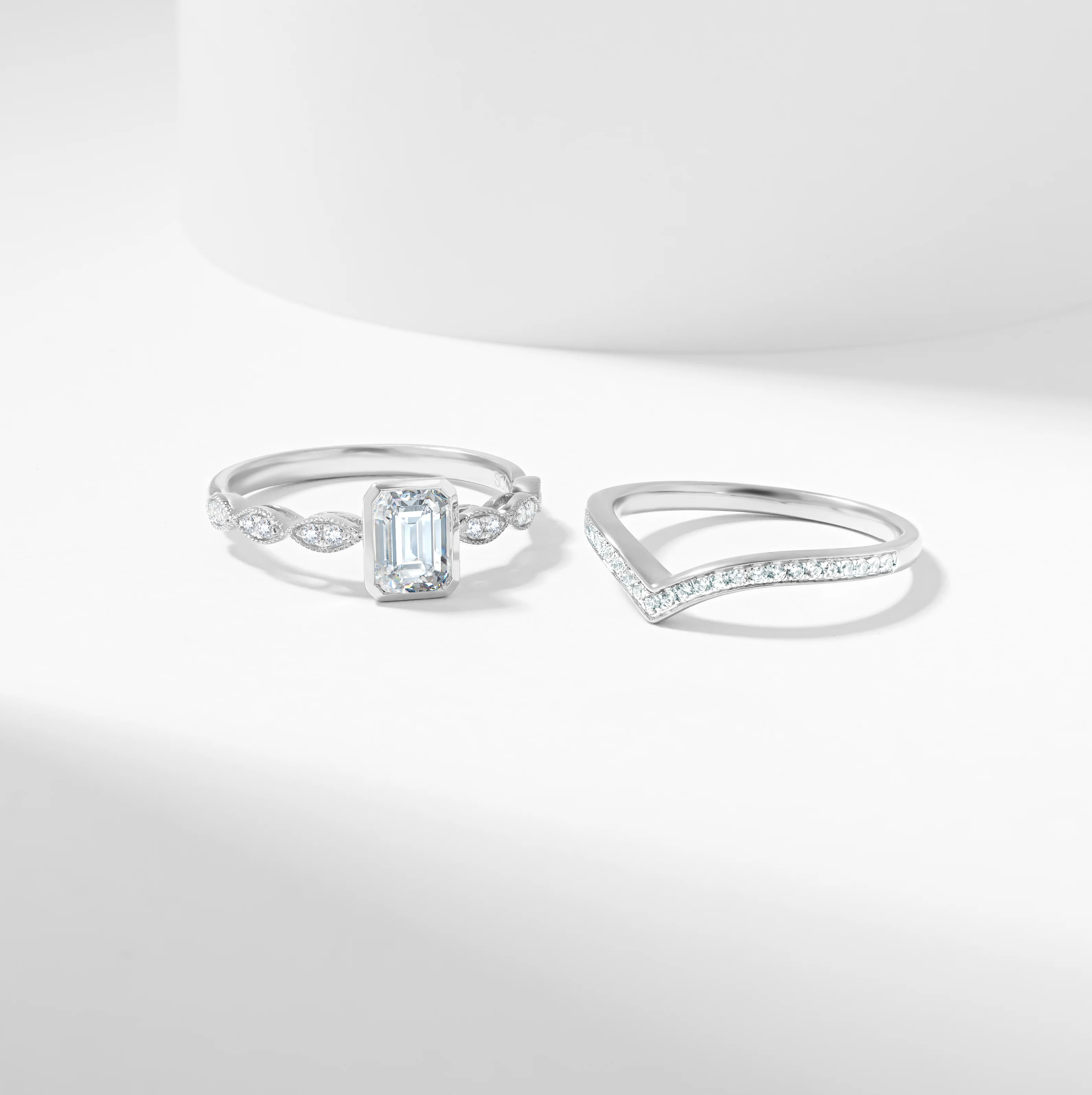 Emerald Cut Diamond Solitaire Bridal Set 1.2tdw - Image 8