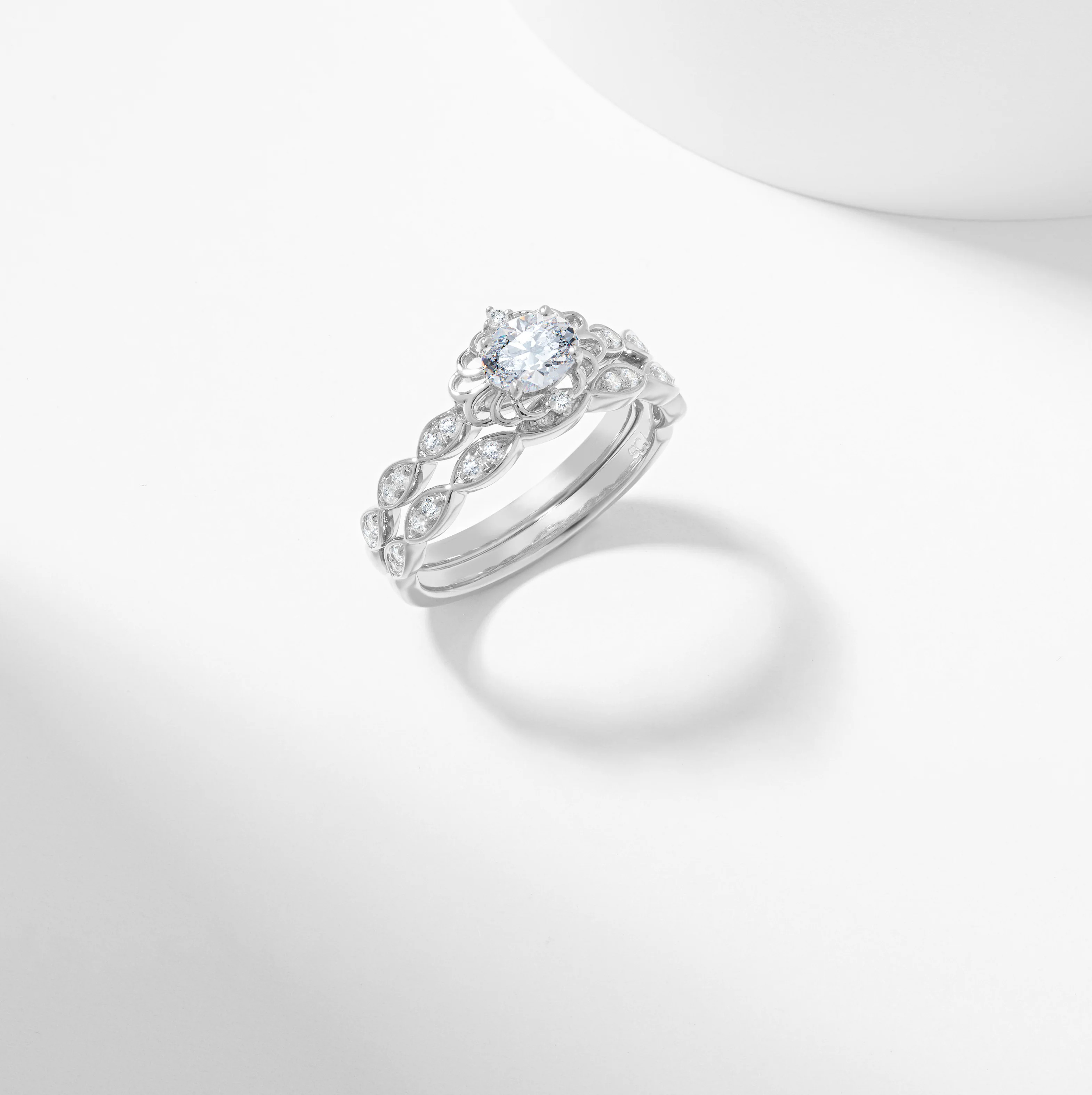 Oval Diamond Filigree Halo Bridal Set 0.7tdw - Image 6
