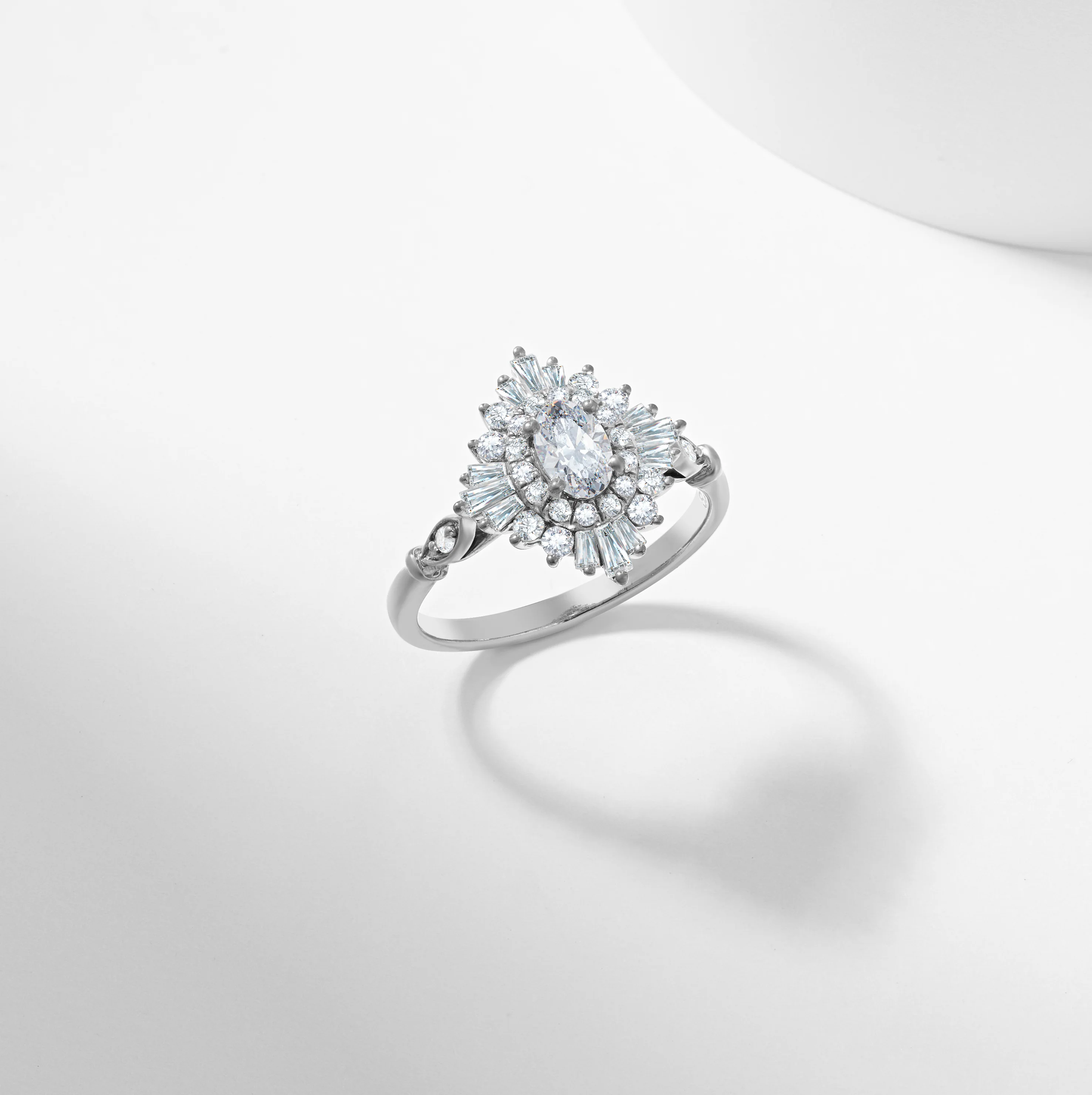 Oval Lab Grown Diamond Baguette Starburst Engagement Ring 1.0tdw - Image 6