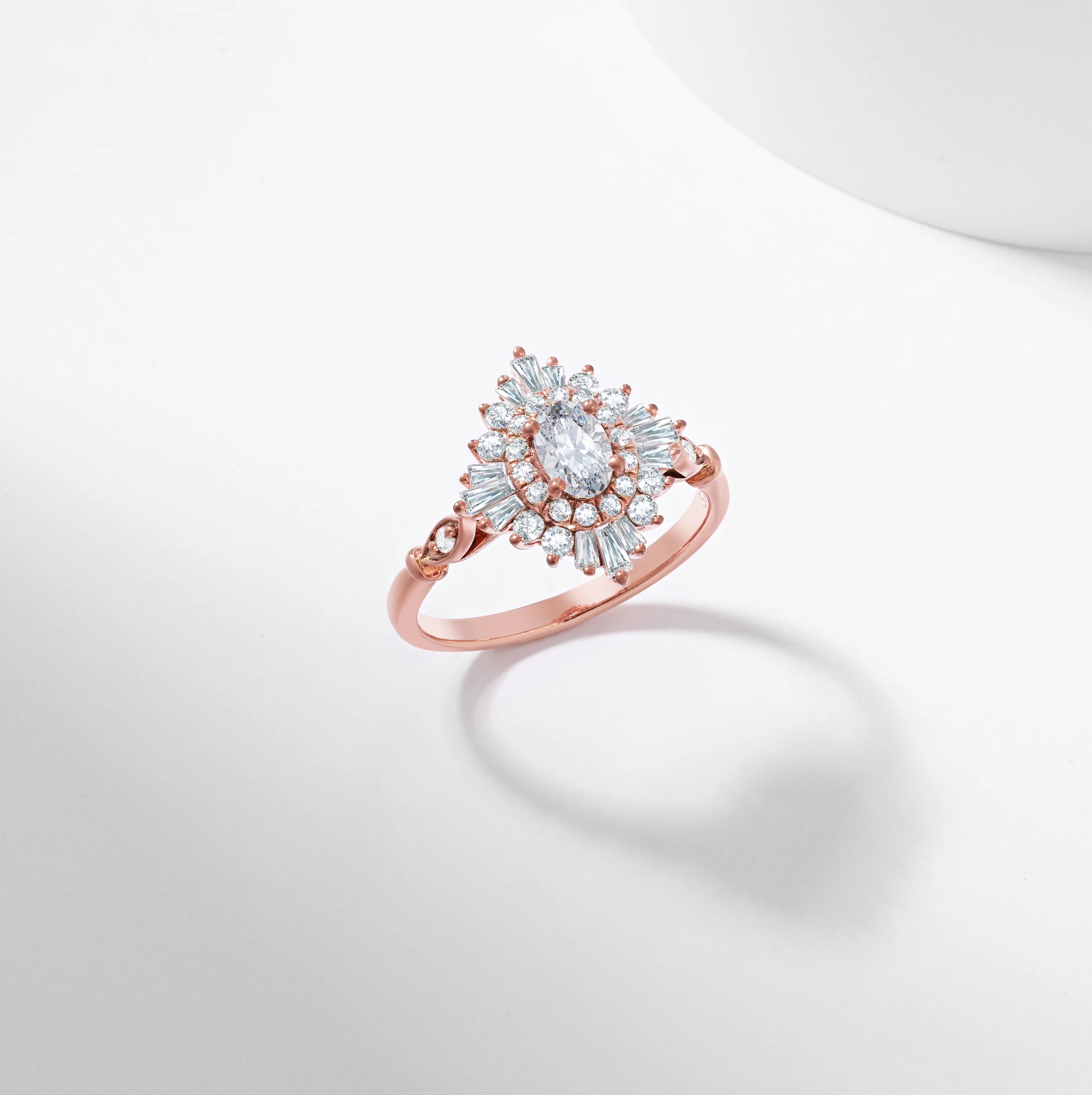 Oval Lab Grown Diamond Baguette Starburst Engagement Ring 1.0tdw - Image 7