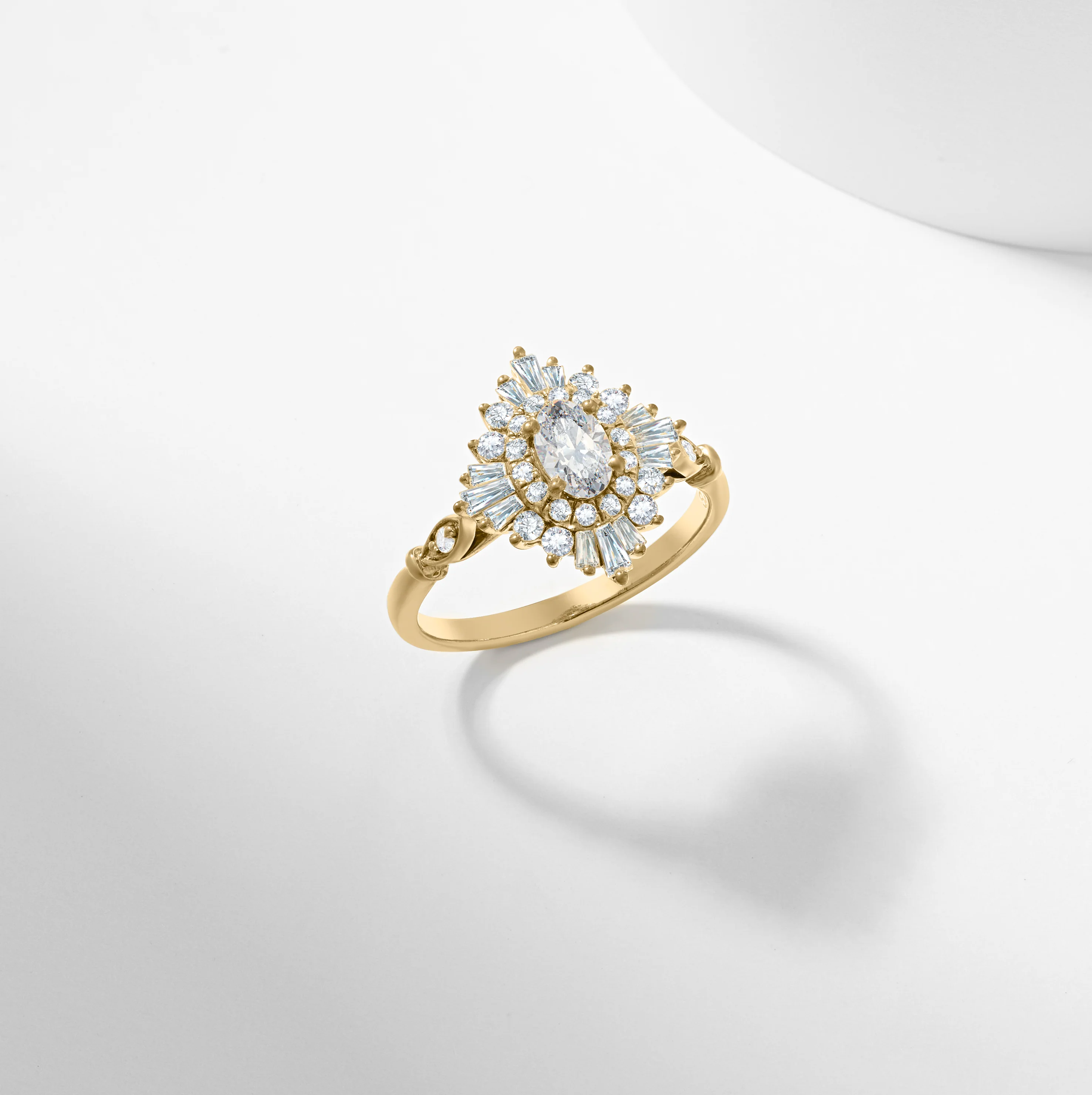 Oval Lab Grown Diamond Baguette Starburst Engagement Ring 1.0tdw - Image 9