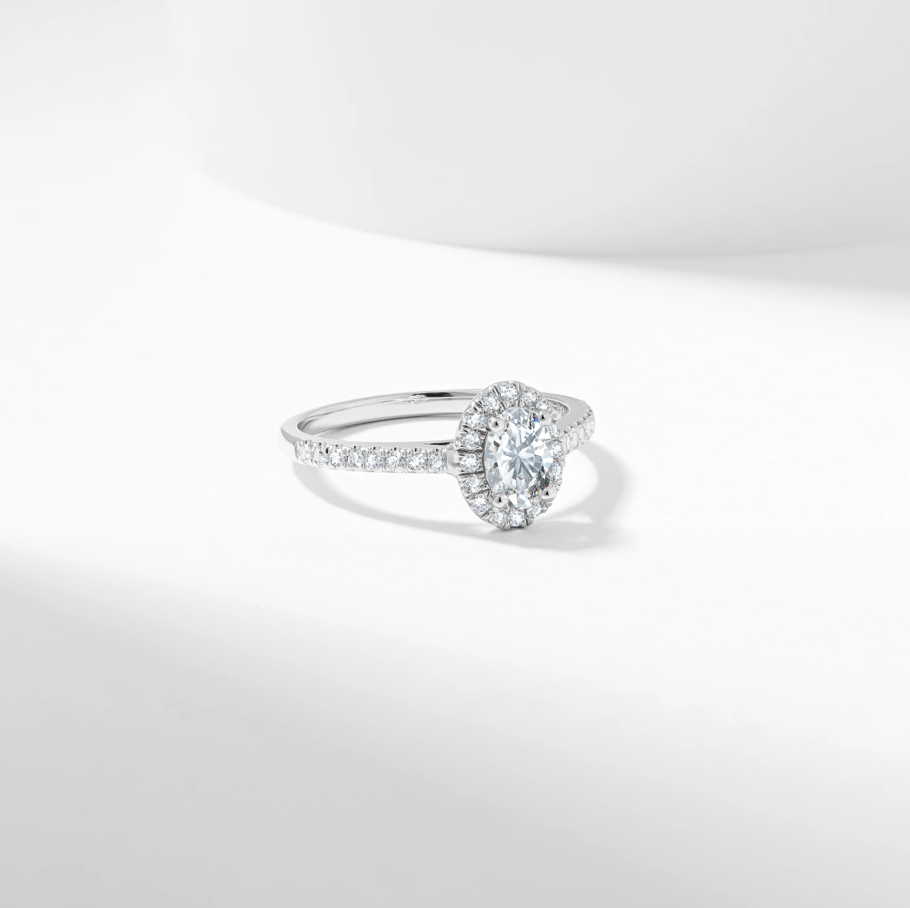 Oval Diamond Halo Engagement Ring 0.89tdw - Image 5