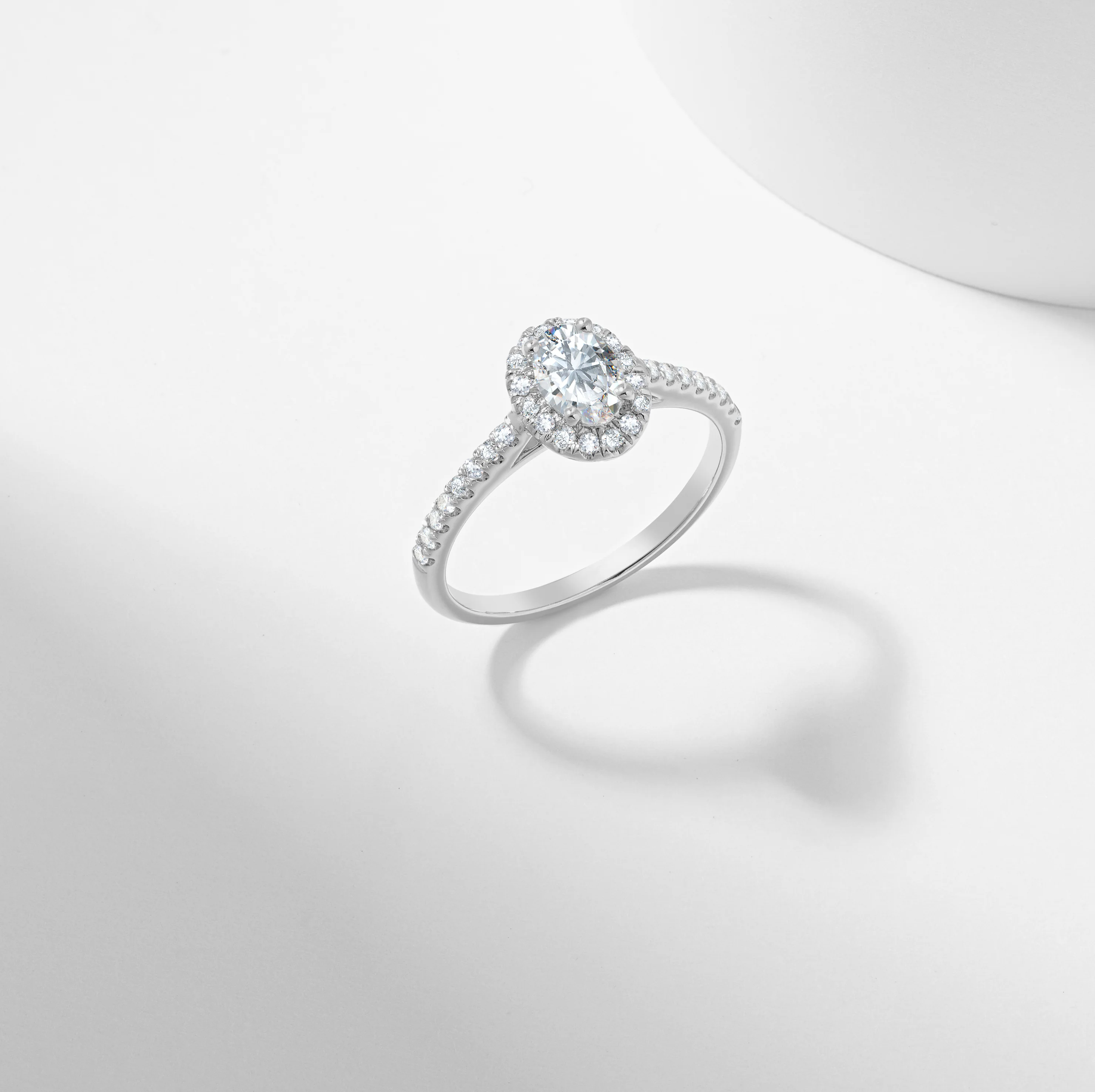 Oval Diamond Halo Engagement Ring 0.89tdw - Image 9