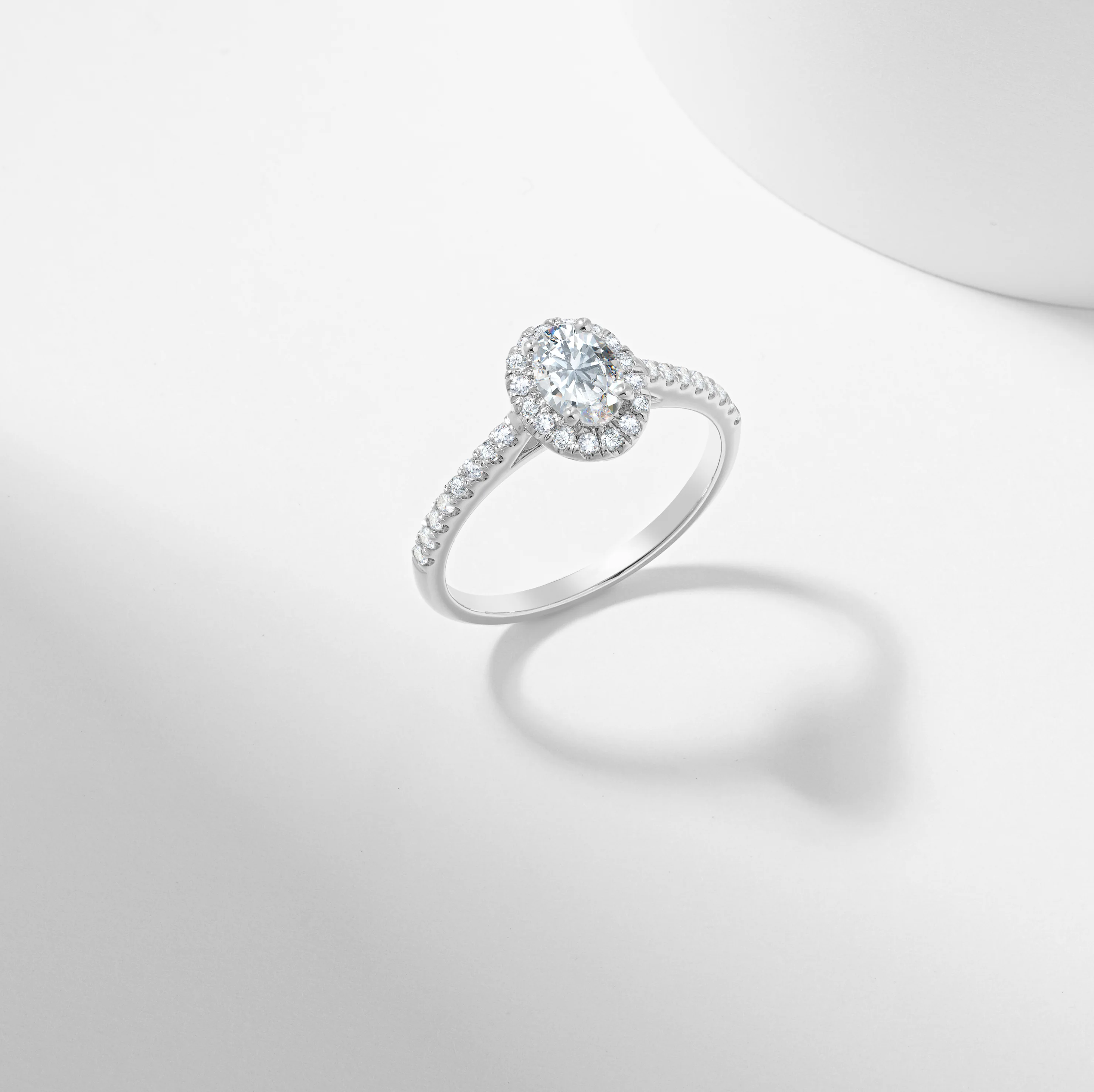Oval Diamond Halo Engagement Ring 0.89tdw - Image 7