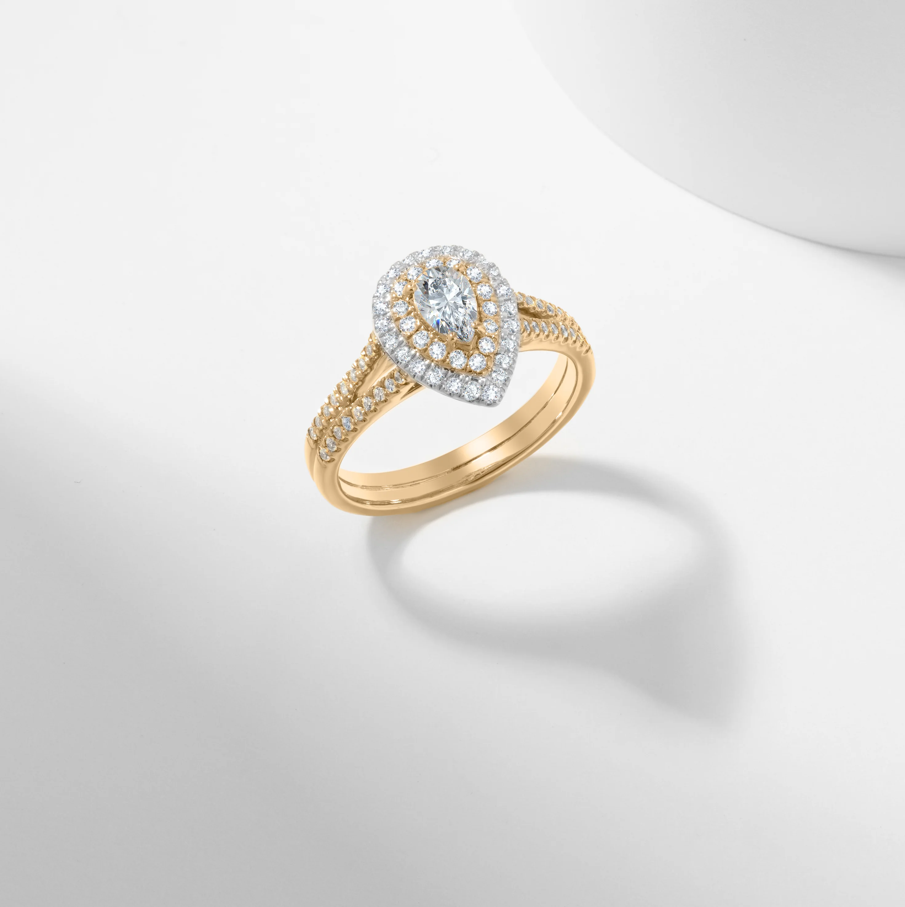 Pear Diamond Double Halo Engagement Ring 1.0tdw - Image 9
