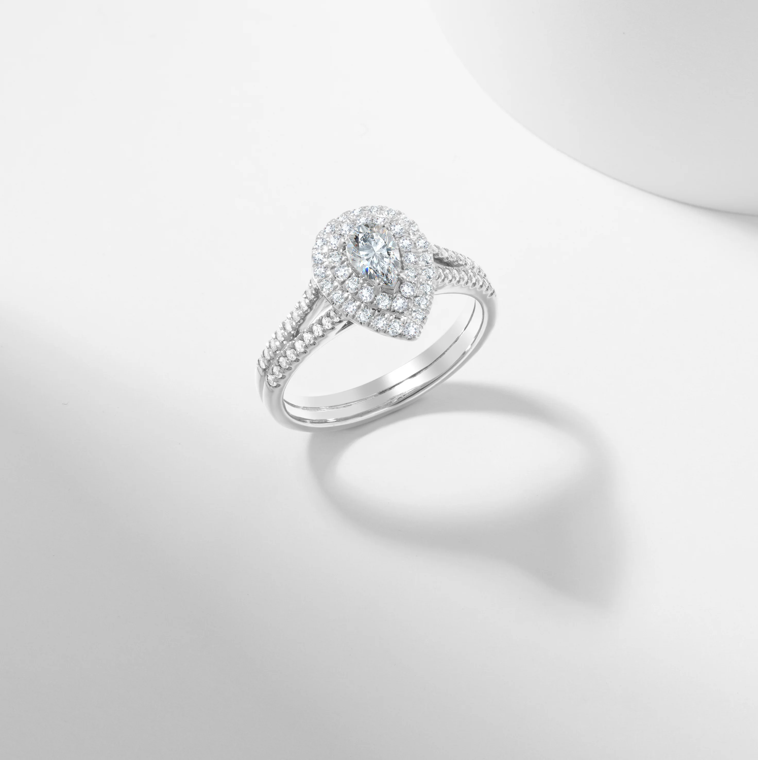 Pear Diamond Double Halo Engagement Ring 1.0tdw - Image 8