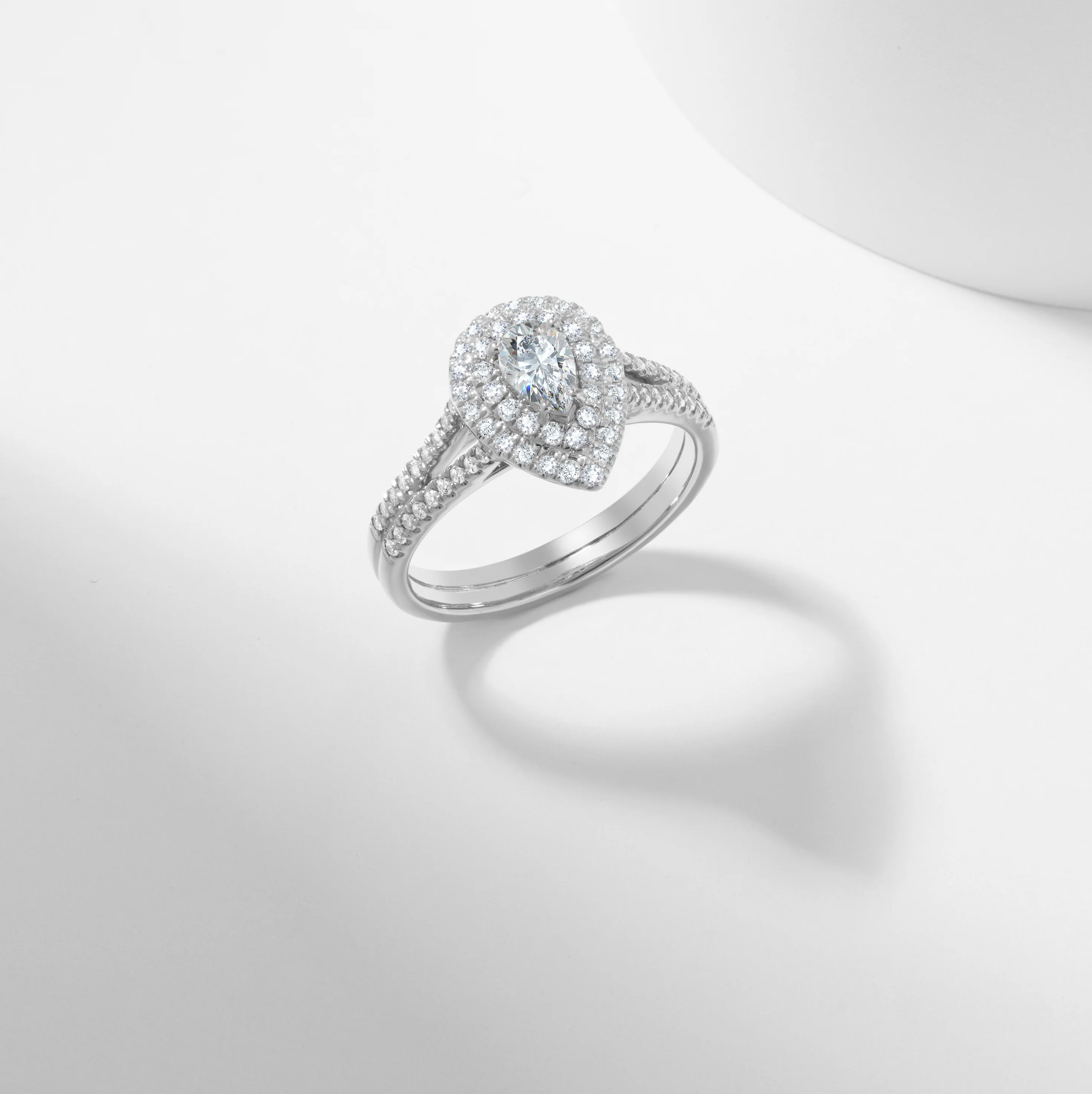 Pear Diamond Double Halo Engagement Ring 1.0tdw - Image 6