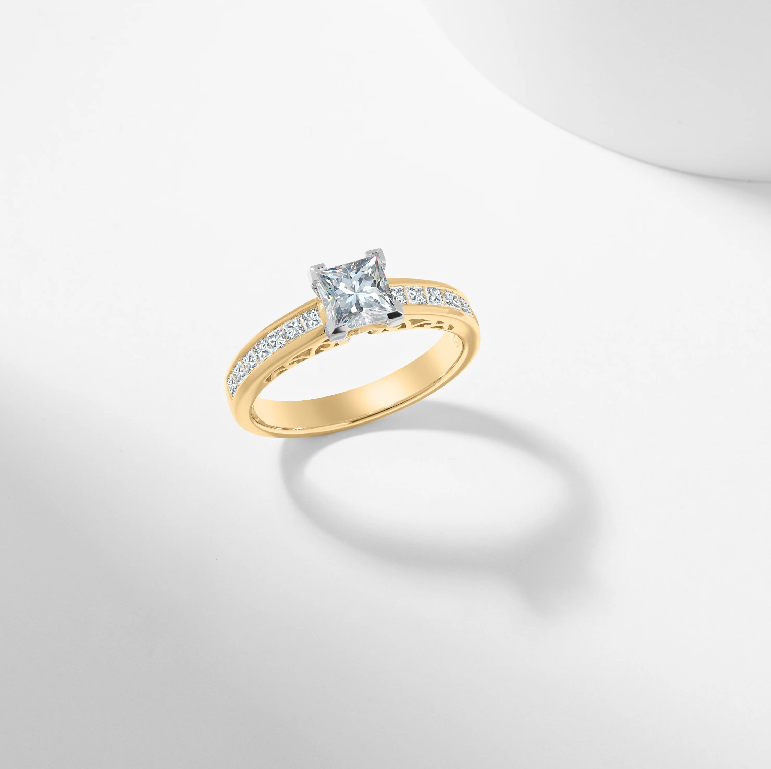 Princess Cut Lab Grown Diamond Solitaire With Shoulder Accents Engagement Ring 1.5tdw - Image 7