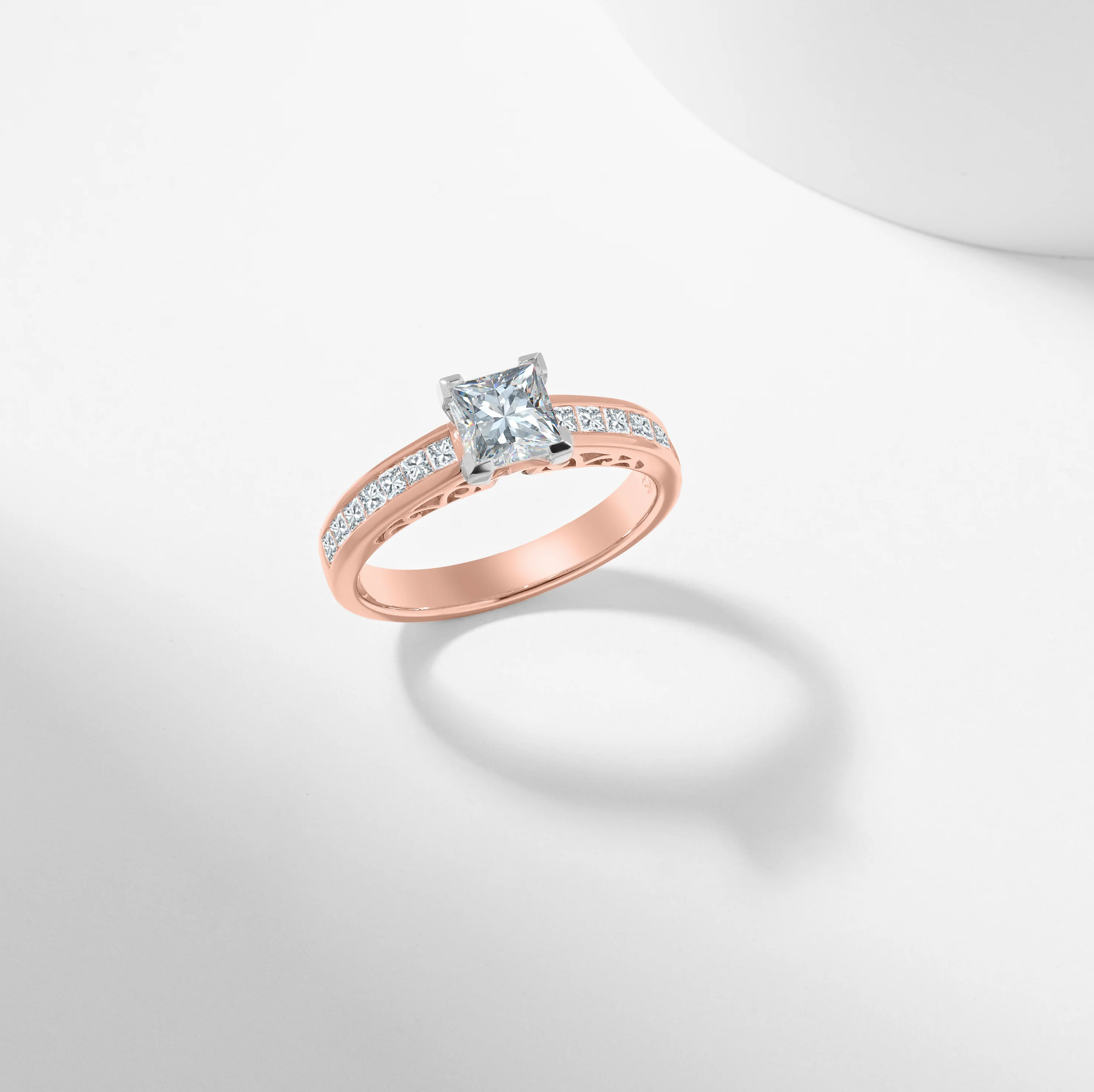 Princess Cut Lab Grown Diamond Solitaire With Shoulder Accents Engagement Ring 1.5tdw - Image 8