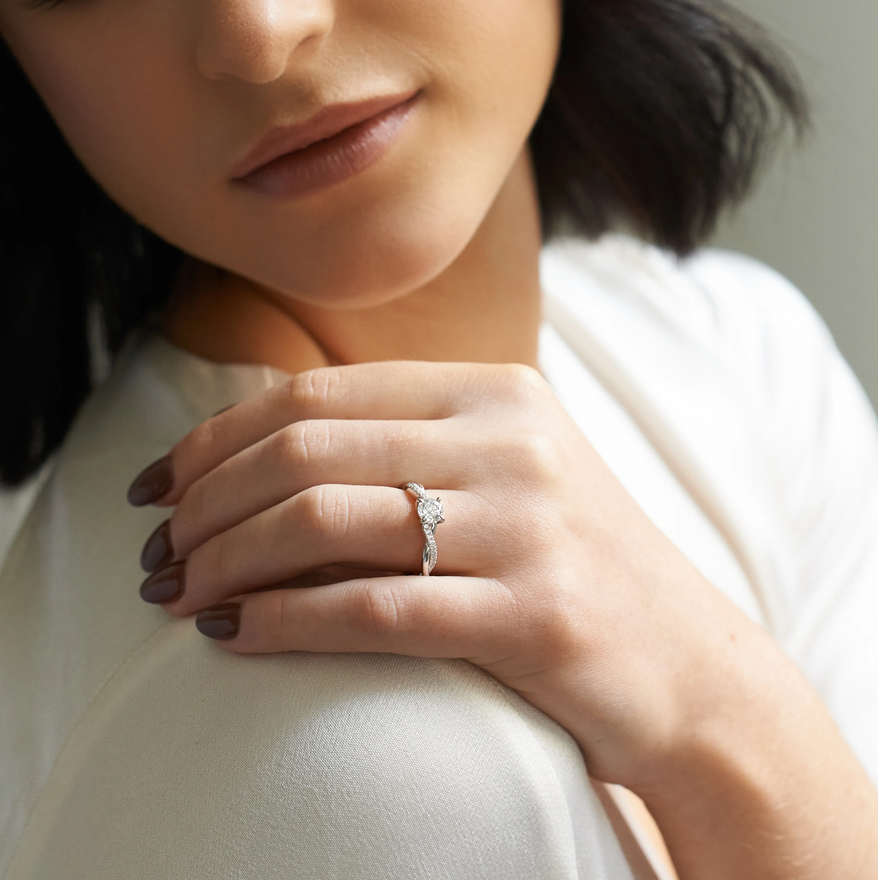 18k Rose Gold Round Brilliant Diamond Entwined Band Engagement Ring 0.65tdw - Image 9