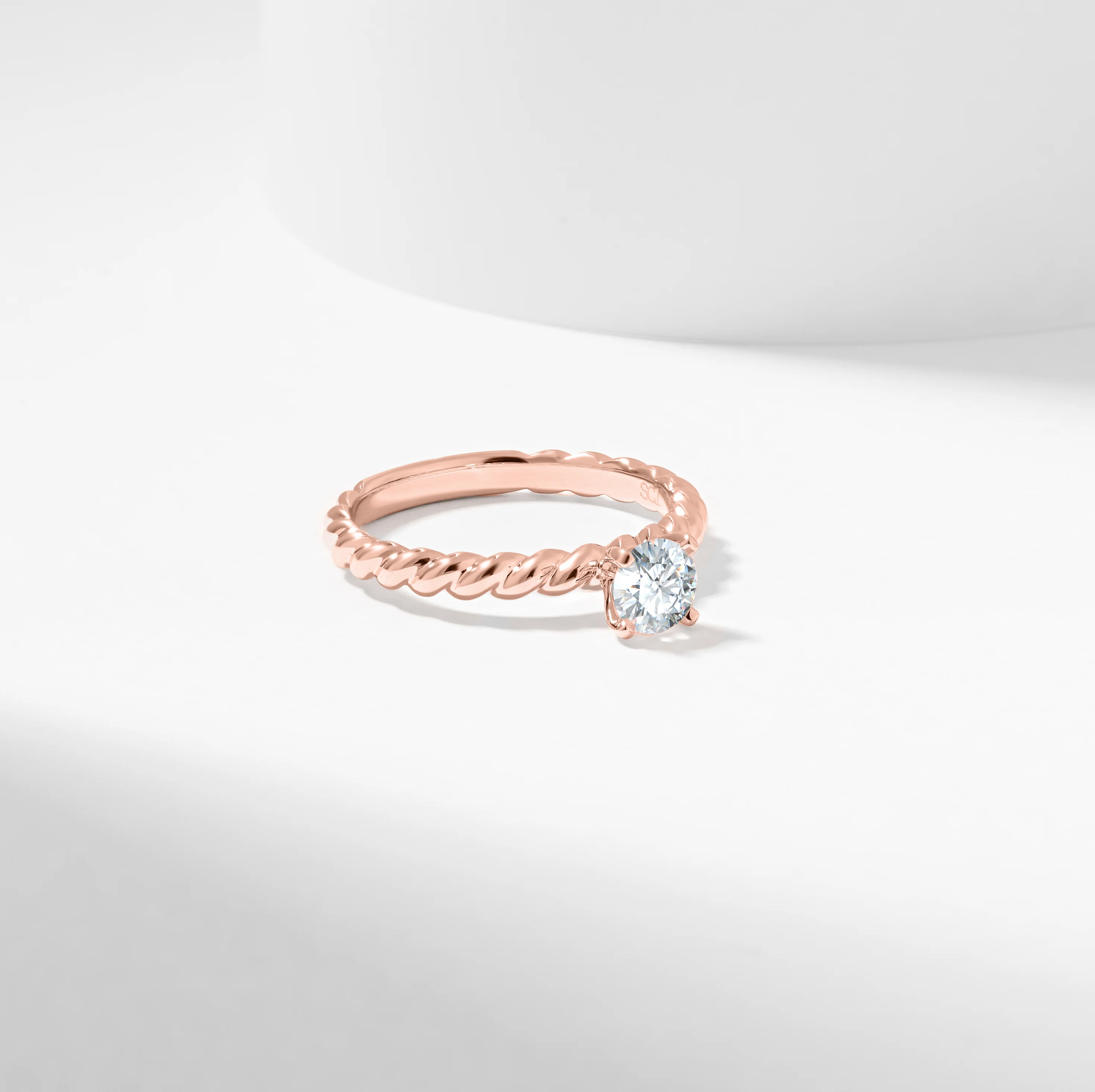 14k Yellow Gold Round Brilliant Diamond Solitaire Rope Twist Engagement Ring 0.5tdw - Image 2