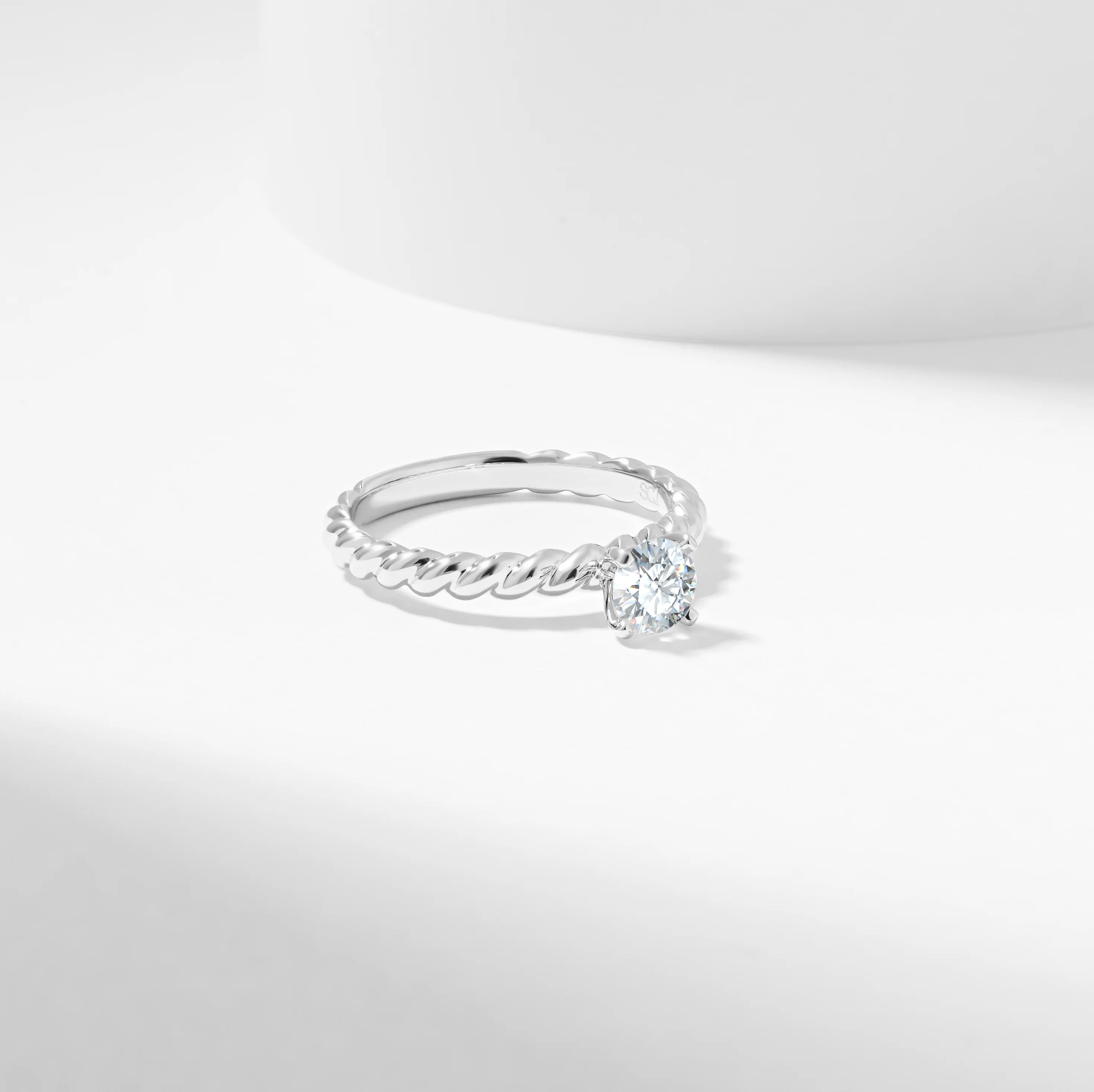 14k Yellow Gold Round Brilliant Diamond Solitaire Rope Twist Engagement Ring 0.5tdw - Image 4