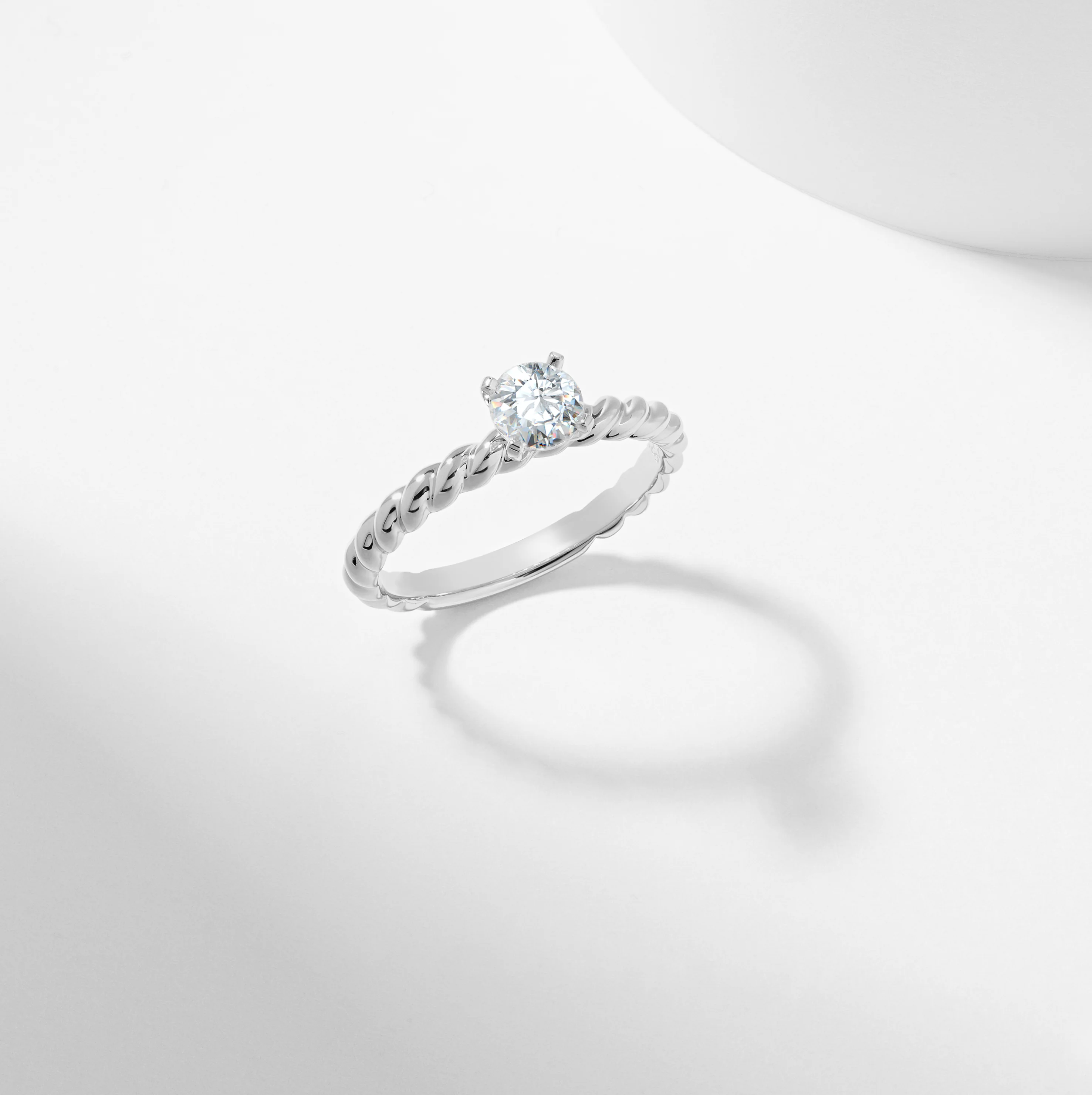 14k Yellow Gold Round Brilliant Diamond Solitaire Rope Twist Engagement Ring 0.5tdw - Image 5