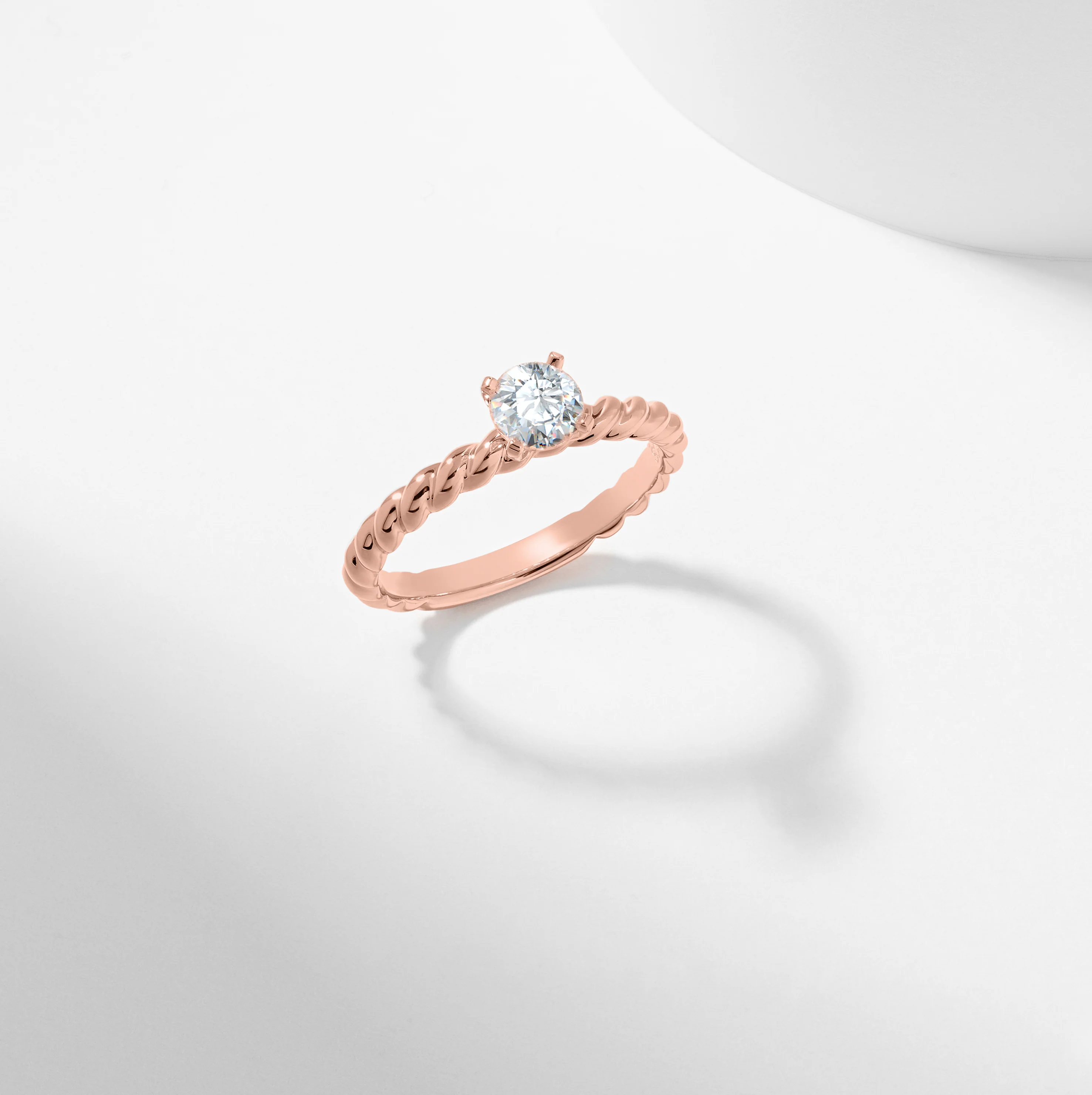 14k Yellow Gold Round Brilliant Diamond Solitaire Rope Twist Engagement Ring 0.5tdw - Image 6