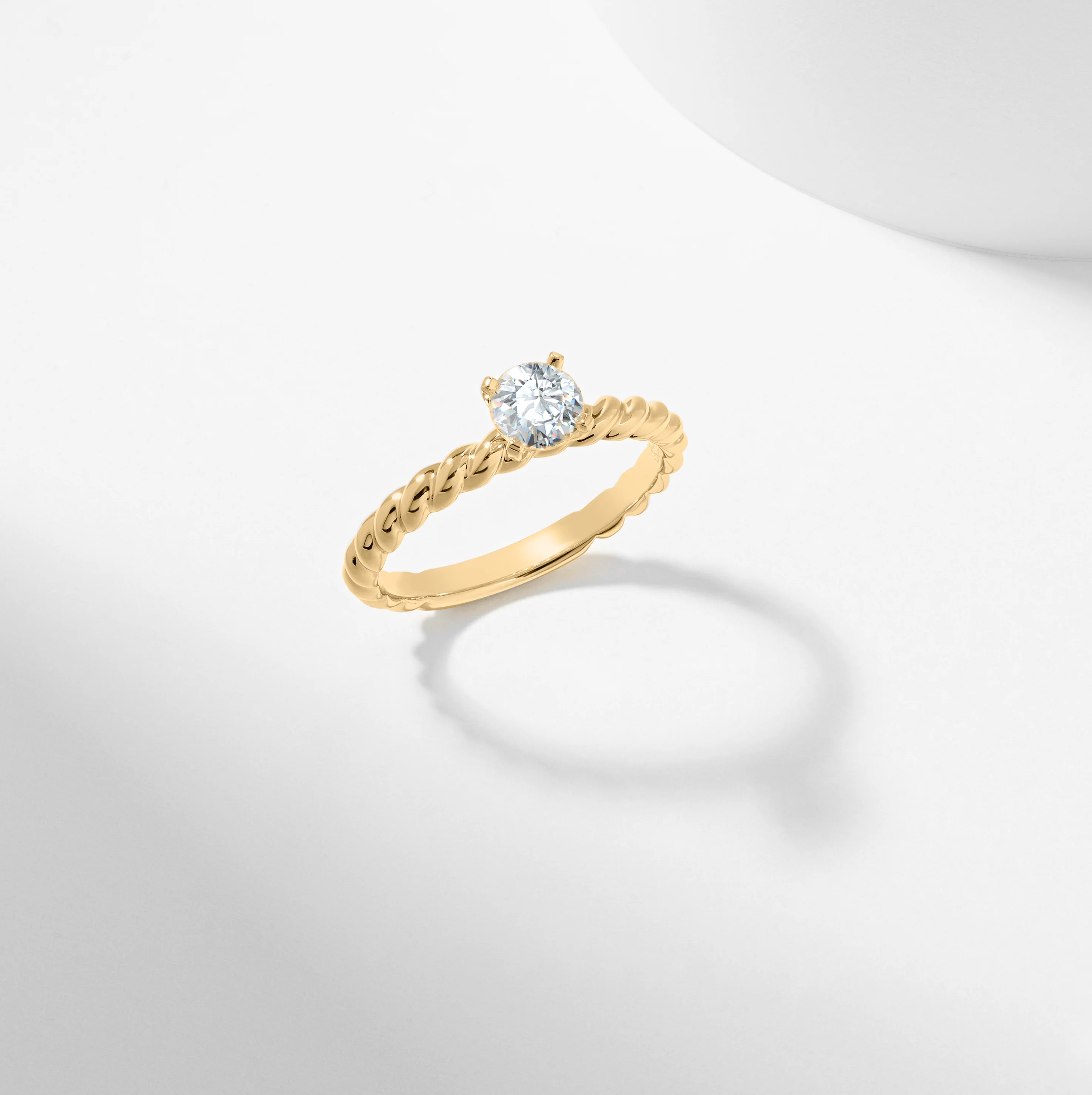 14k Yellow Gold Round Brilliant Diamond Solitaire Rope Twist Engagement Ring 0.5tdw - Image 7
