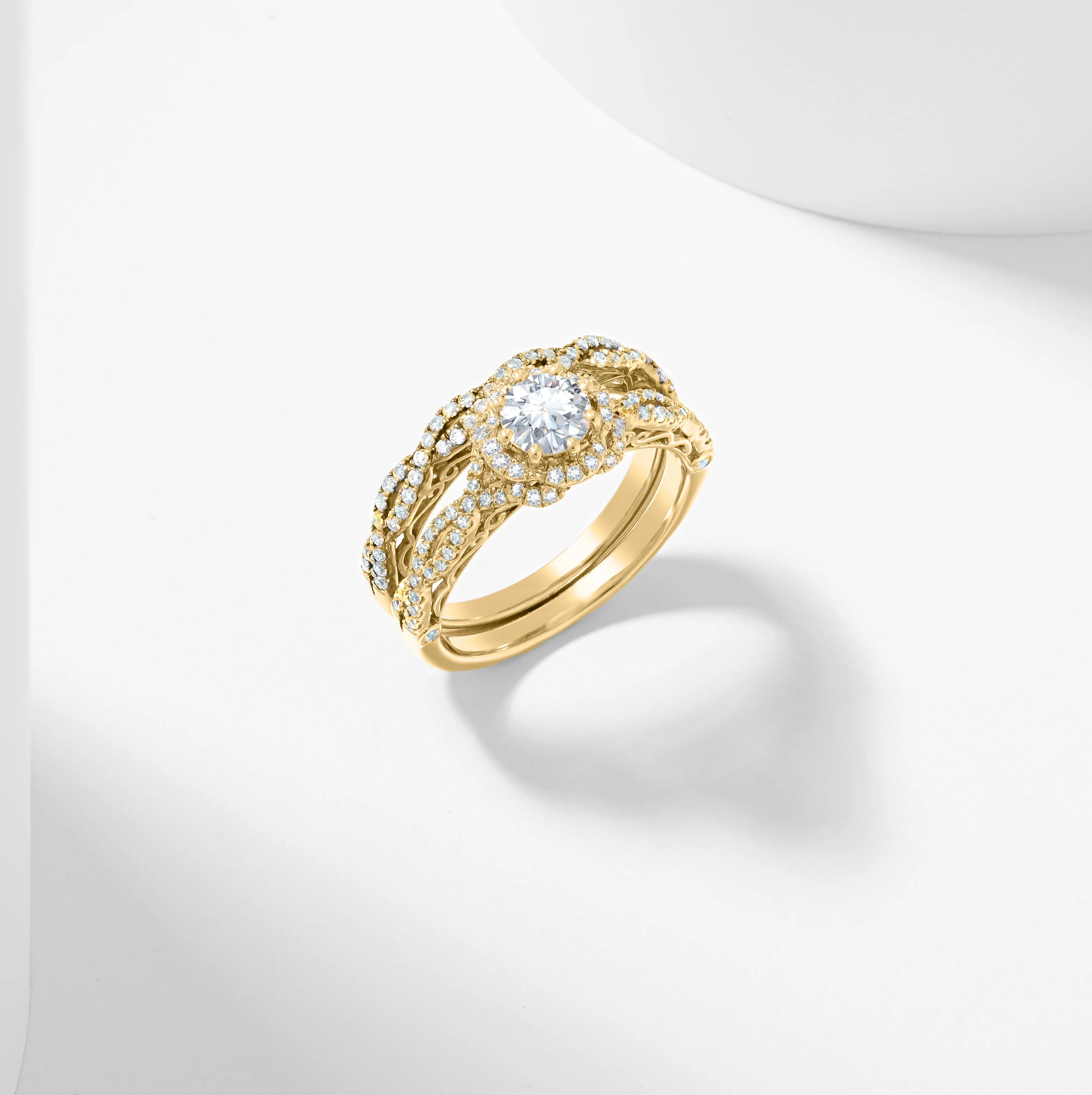 Round Brilliant Diamond Flower Halo Bridal Set 1.5tdw - Image 5