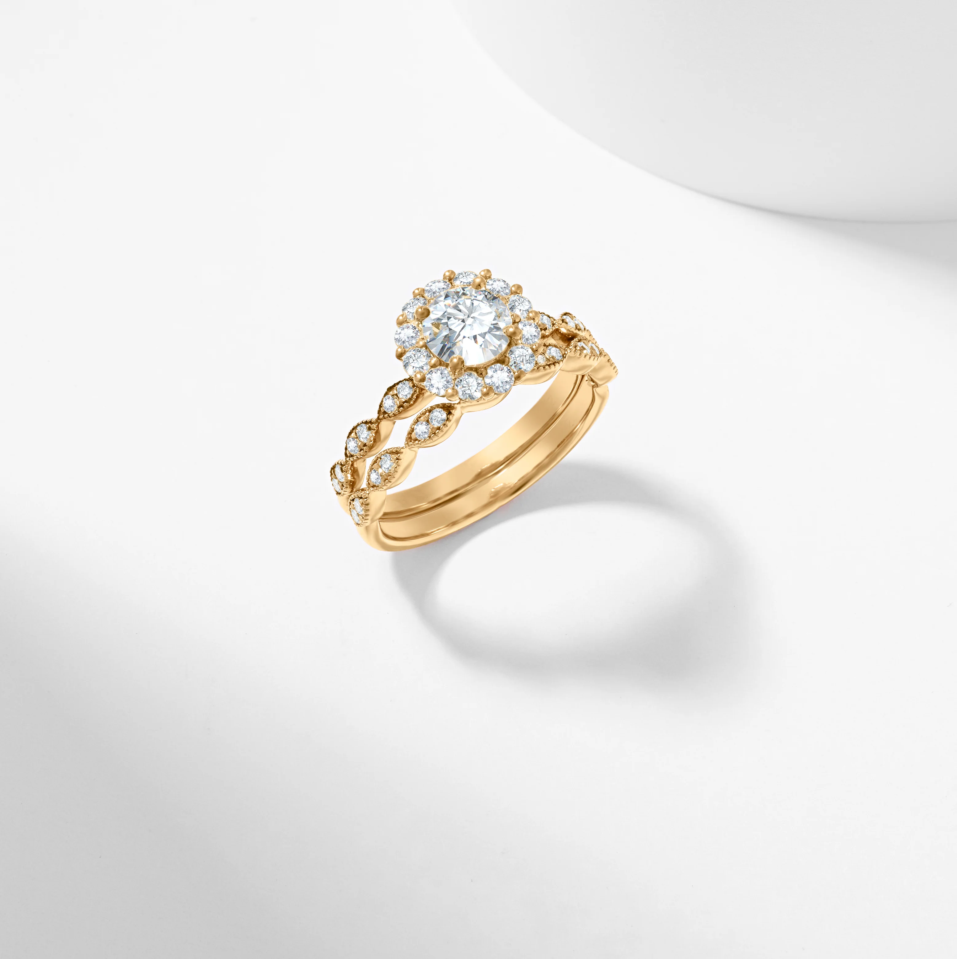 Round Brilliant Diamond Halo Bridal Set 1.3tdw - Image 4