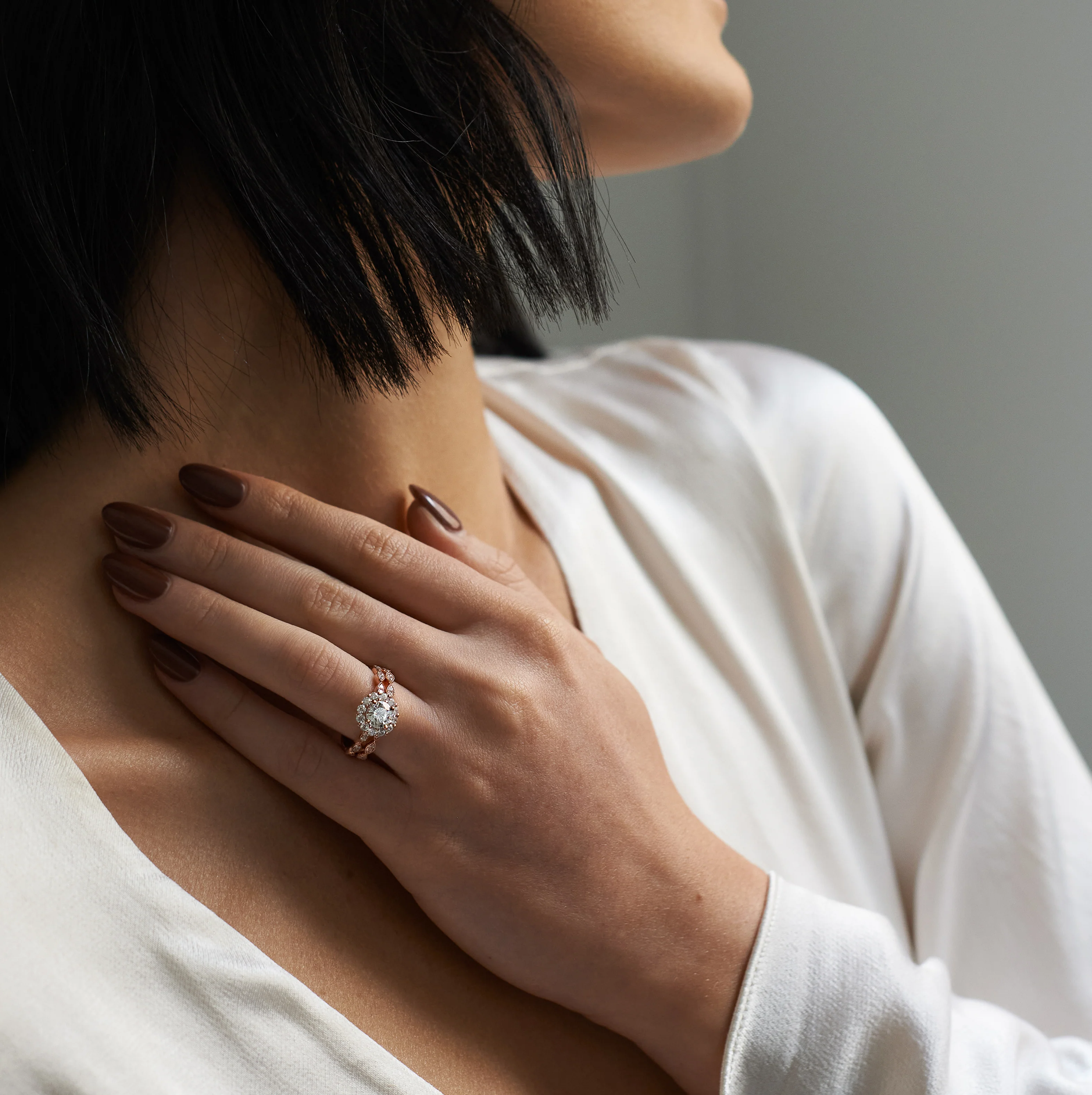 Round Brilliant Diamond Halo Bridal Set 1.3tdw - Image 2