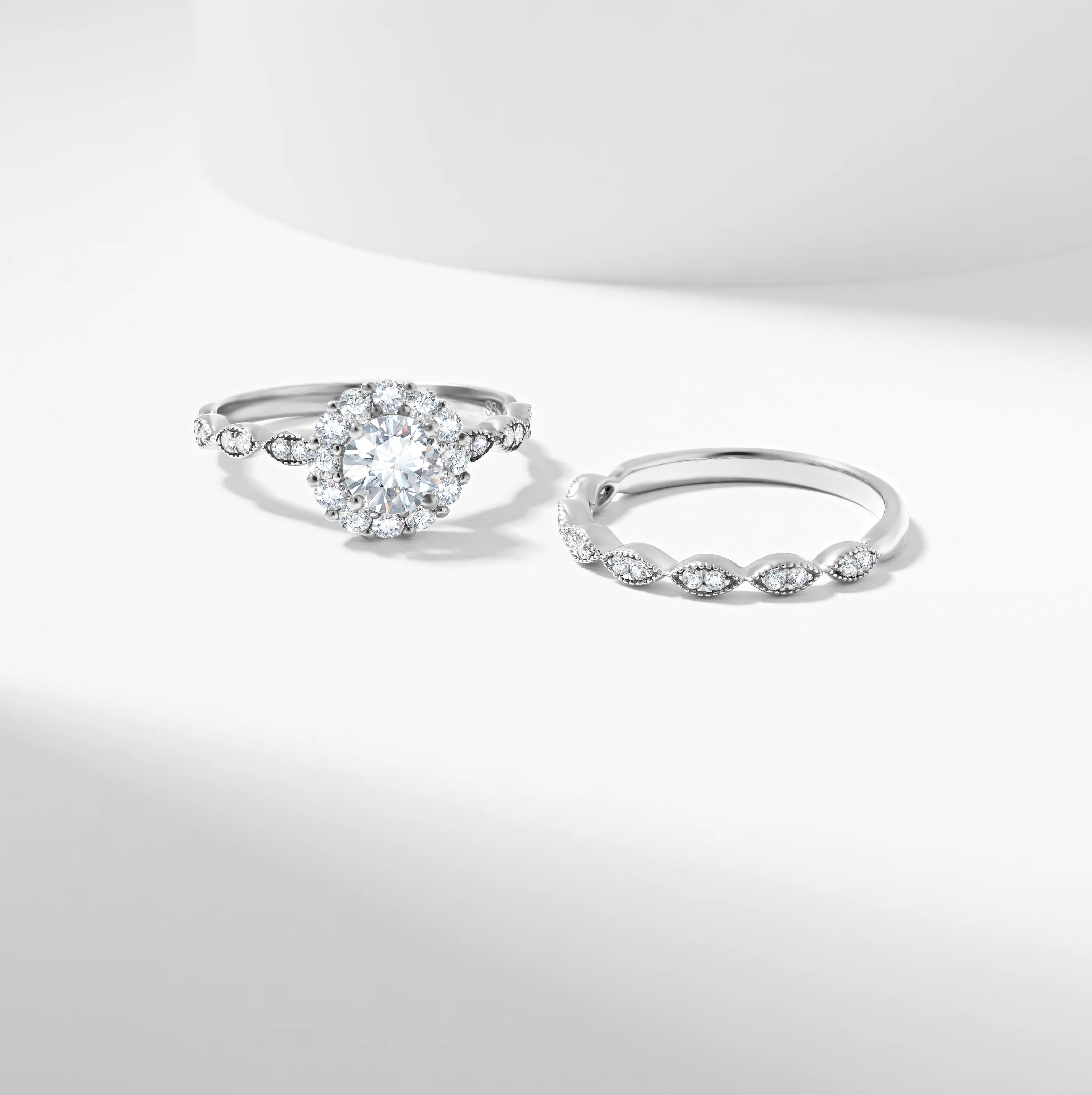 Round Brilliant Diamond Halo Bridal Set 1.3tdw - Image 8