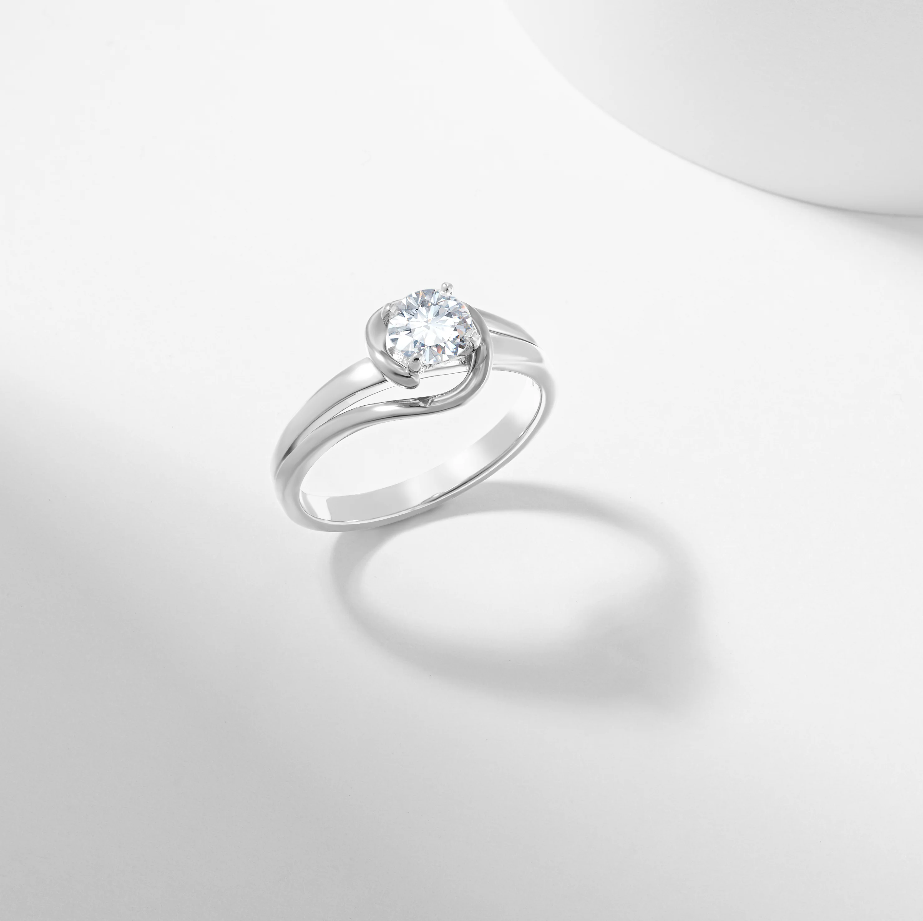 Round Brilliant Diamond Solitaire Swirl Engagement Ring 0.65tdw - Image 8