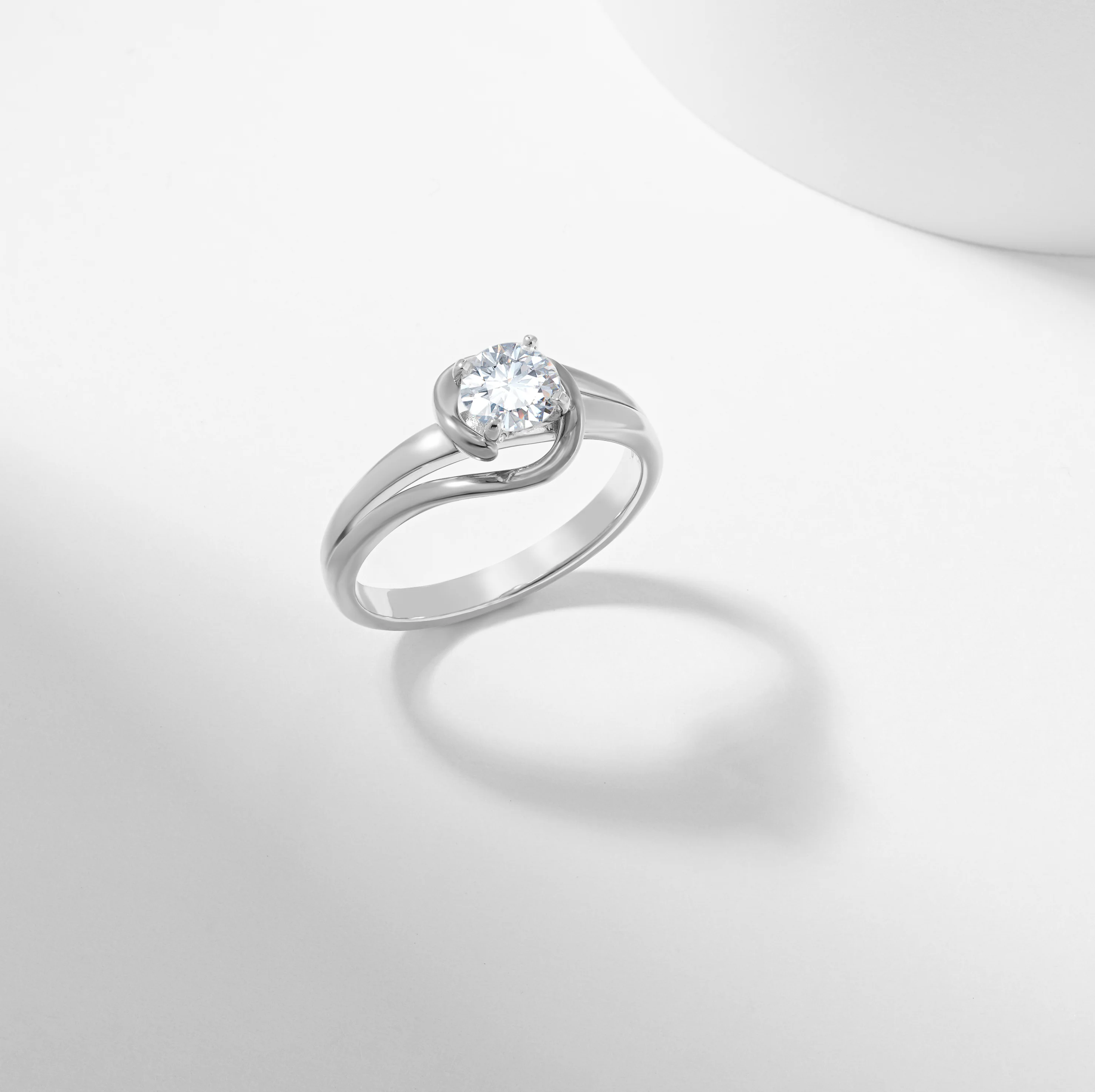 Round Brilliant Diamond Solitaire Swirl Engagement Ring 0.65tdw - Image 6
