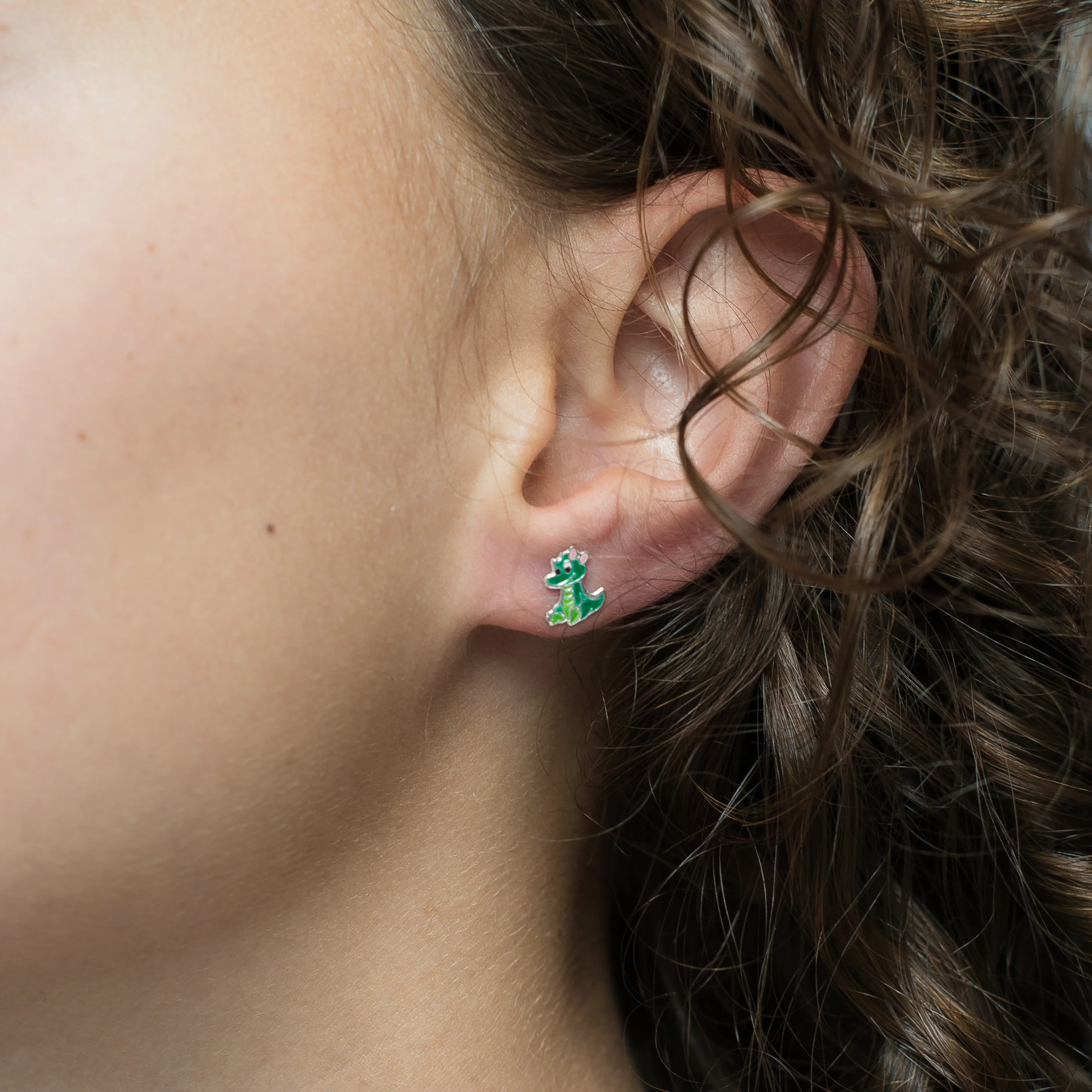 sil crocodile green enamel stud earrings - Image 2