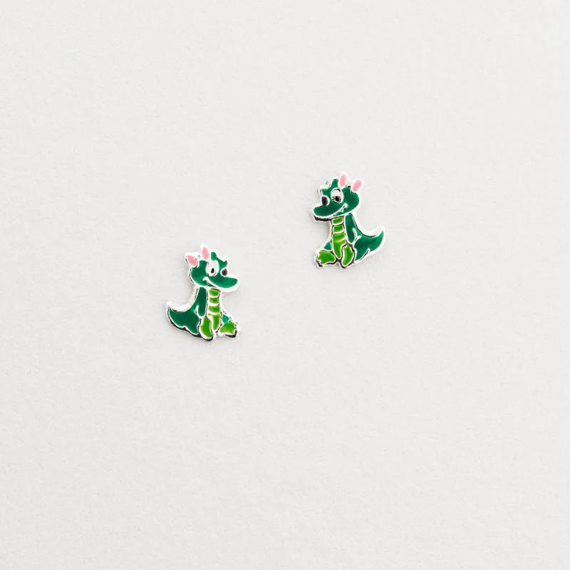 sil crocodile green enamel stud earrings - Image 4