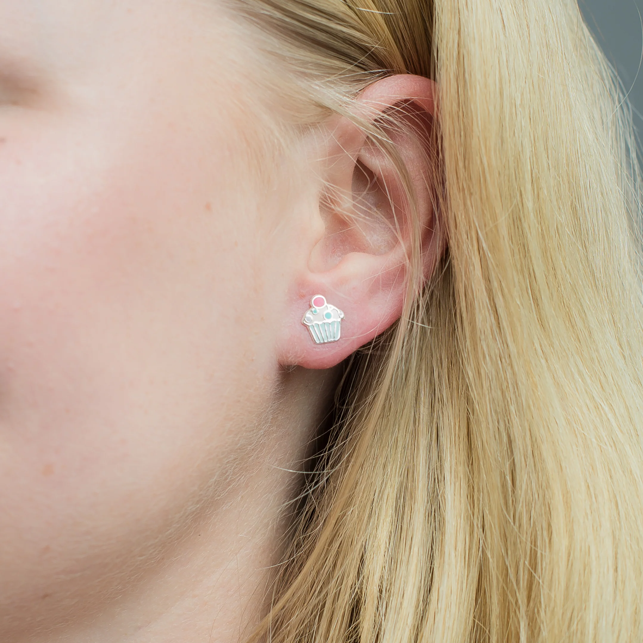 Sil enamel cupcake stud earrings - Image 2