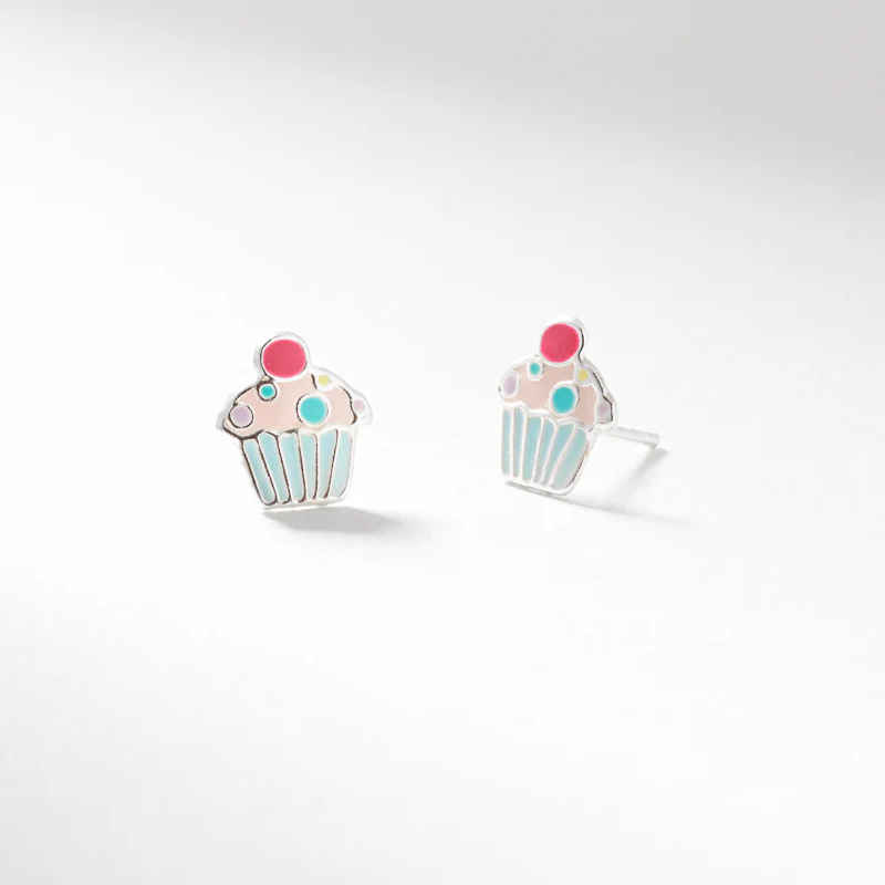 Sil enamel cupcake stud earrings - Image 3