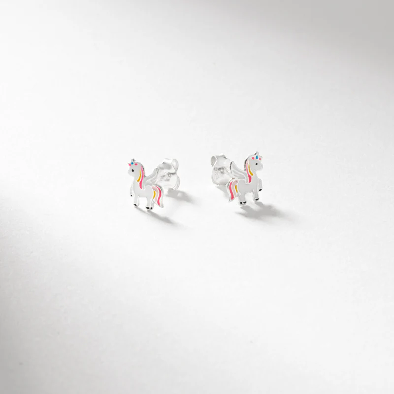 sil pink & yellow winged unicorn earrings - Image 3