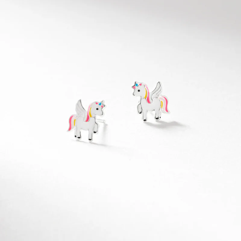 sil pink & yellow winged unicorn earrings - Image 5