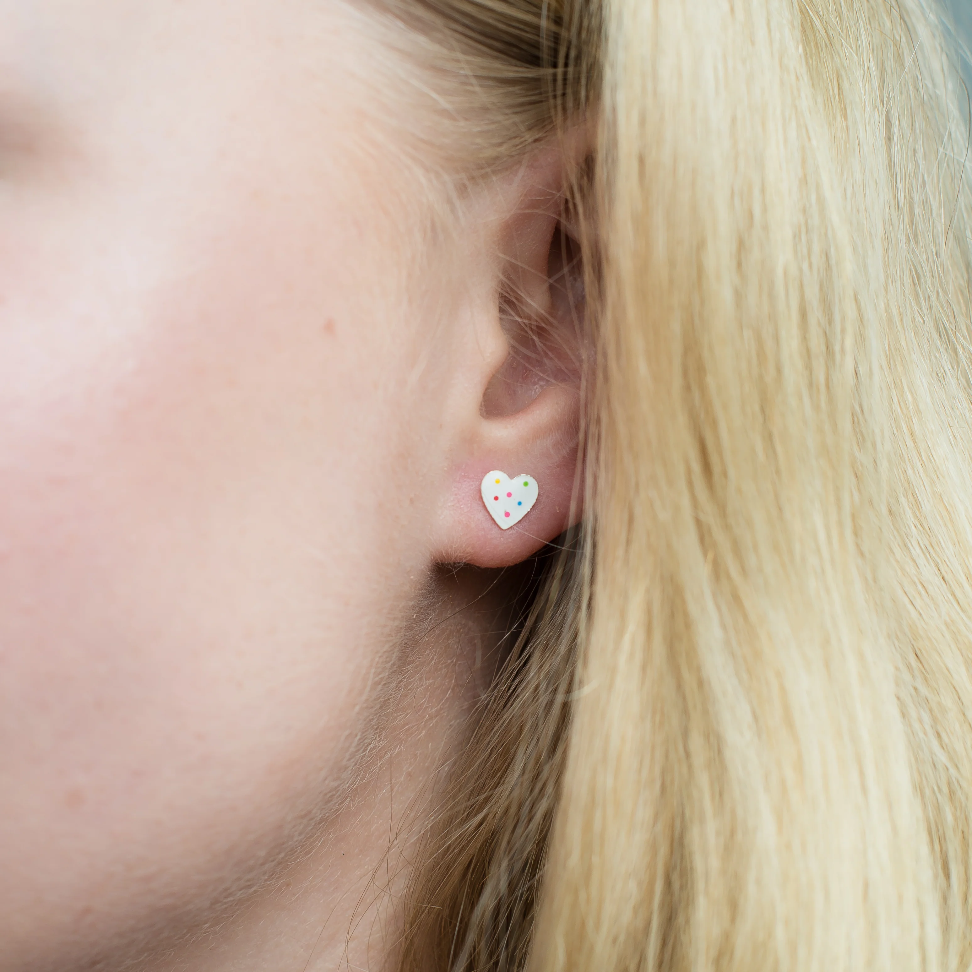 Sil polkadot enamel heart stud earrings - Image 2