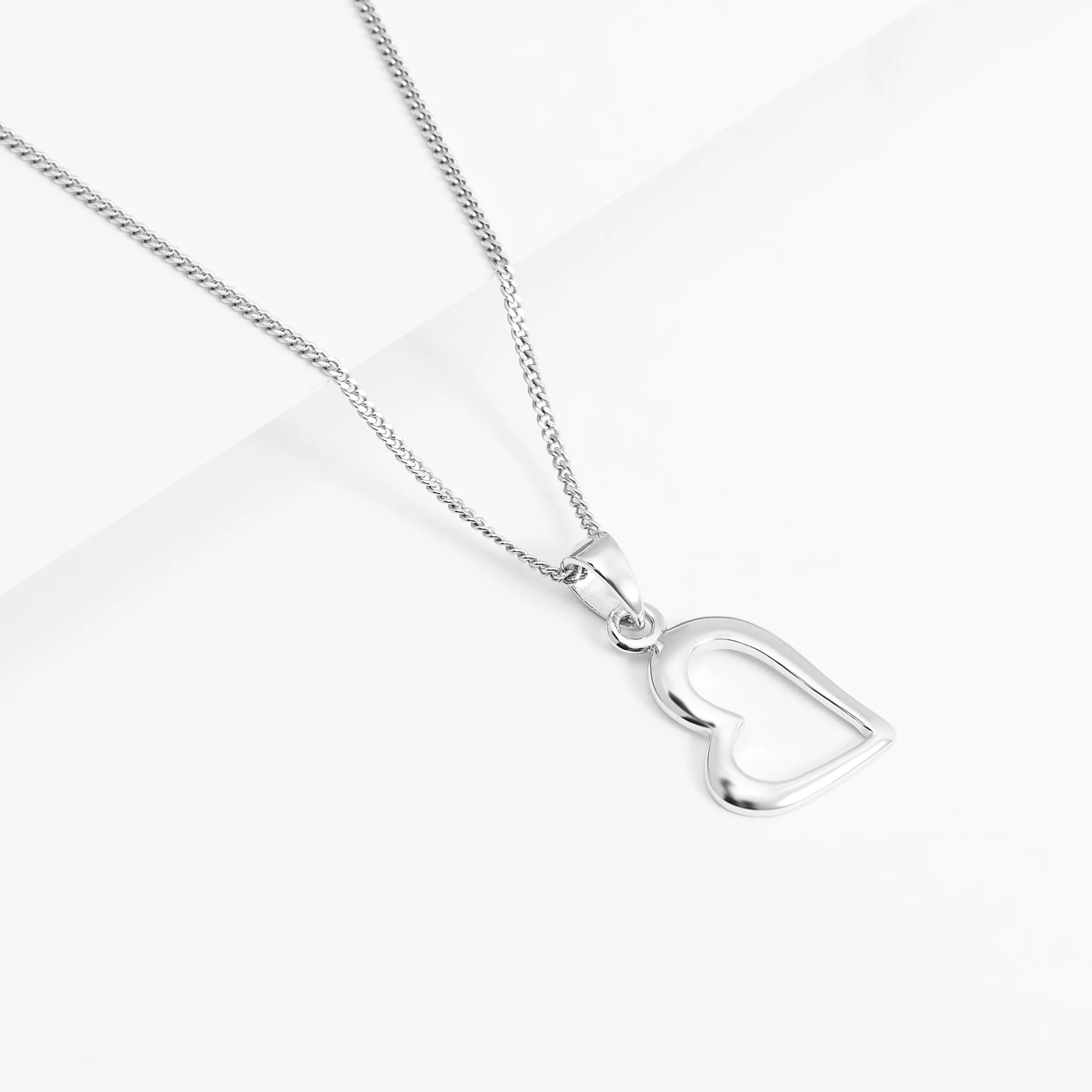Sterling Silver Angled Heart Pendant - Image 2