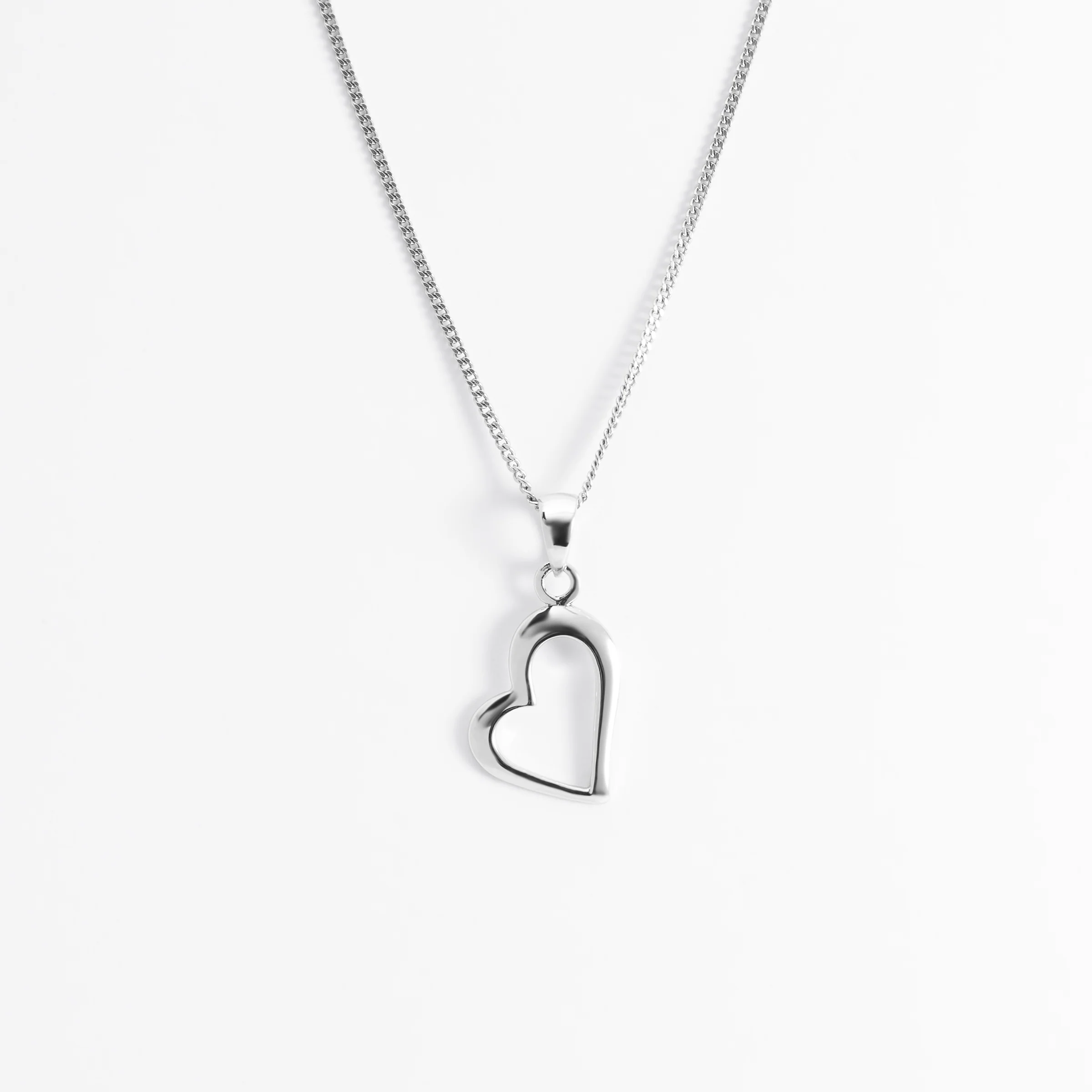 Sterling Silver Angled Heart Pendant - Image 3