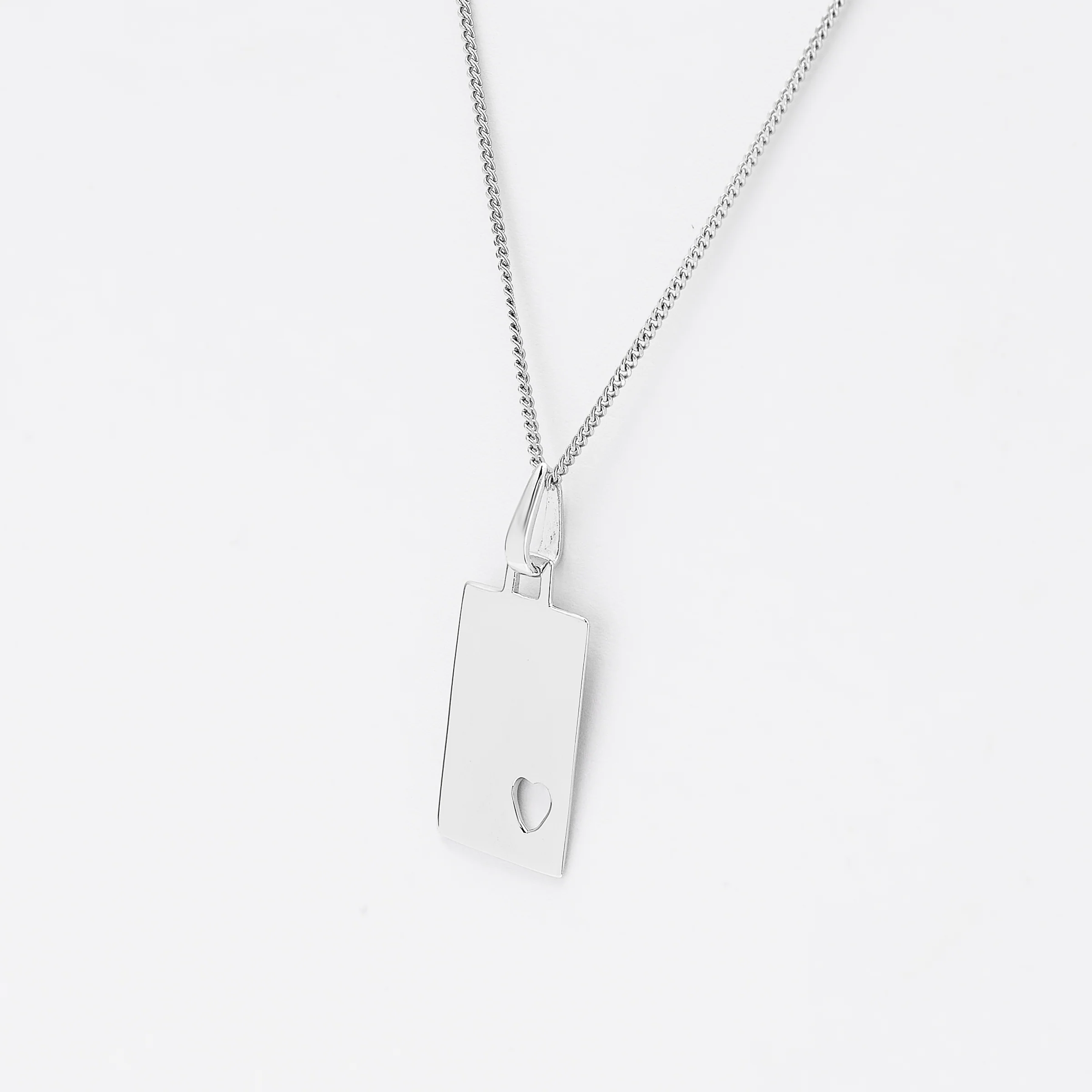 Sterling Silver Dog Tag Pendant With Heart Cutout - Image 2